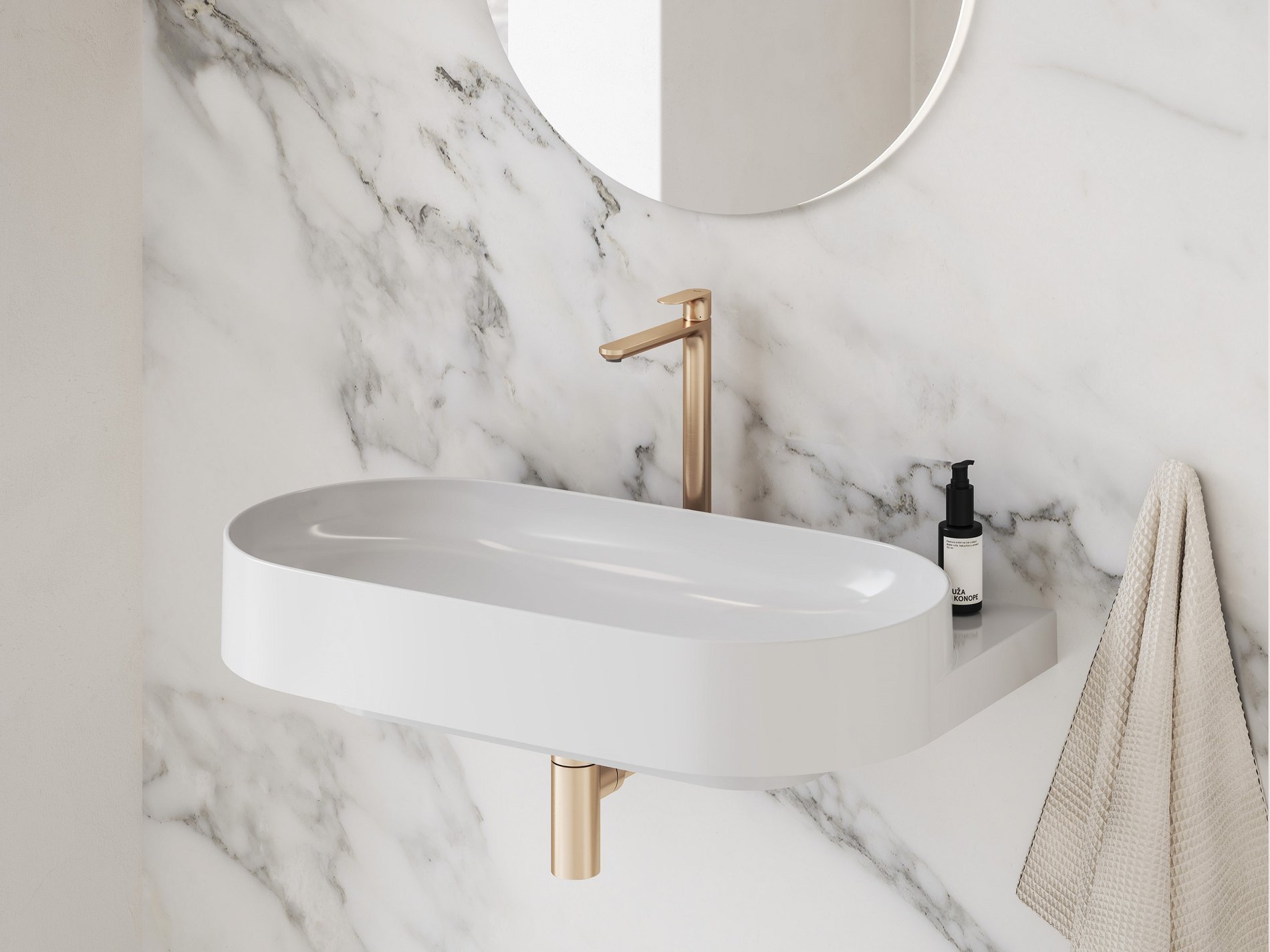 Ravak Eleganta álló mosdócsaptelep BeCool 335 mm leeresztő nélkül EL 015.61RGB, rose gold – Mosdó csaptelepek