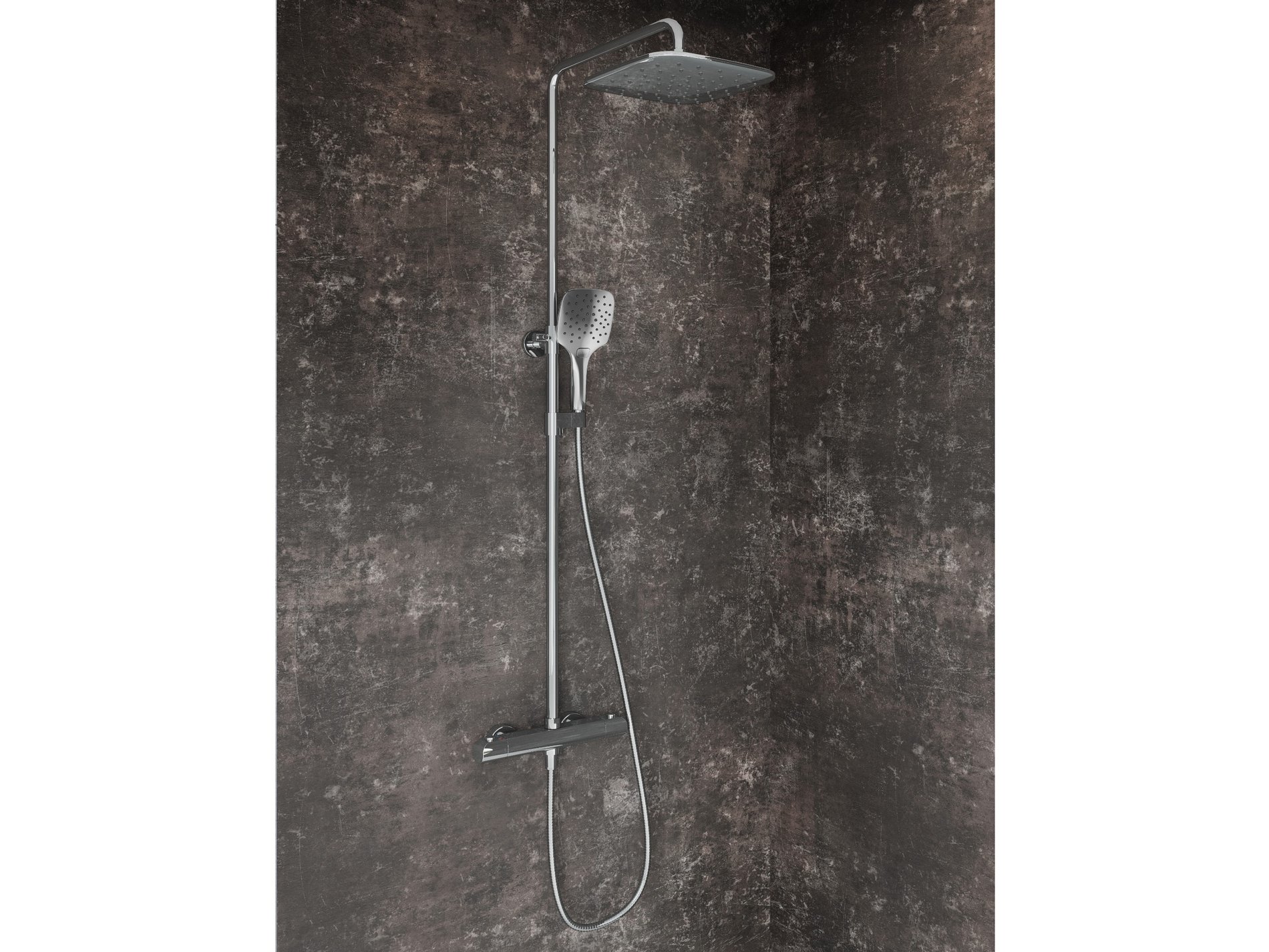 Ravak Flat termosztátos zuhanyoszlop szettel FL 091.00CR, króm – Termosztátos csaptelepek