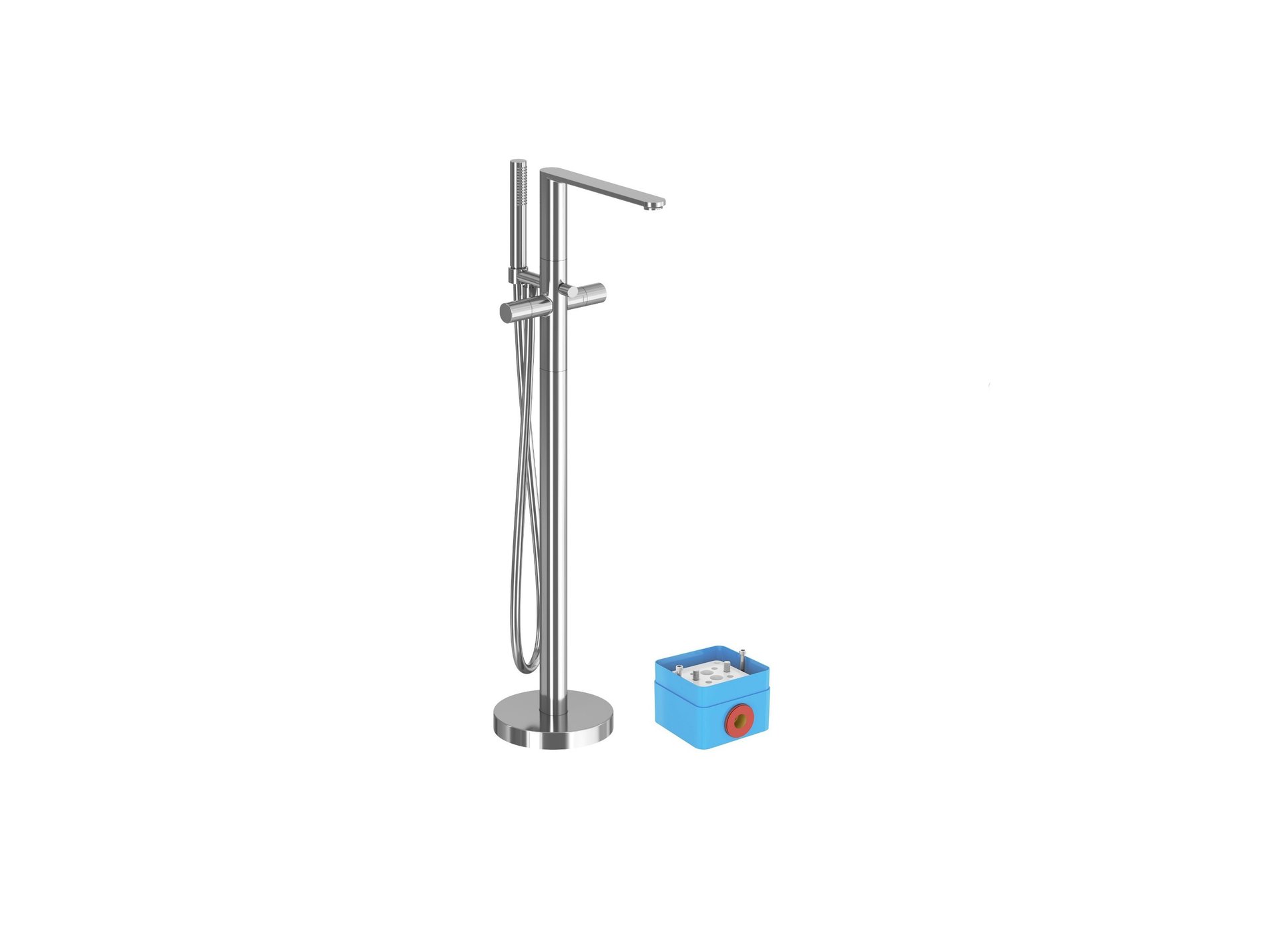 Ravak Chrome II padlón álló csaptelep zuhanyszettel (R-box nélkül), króm CR II 080.00CR.RB07A – Kádcsaptelepek