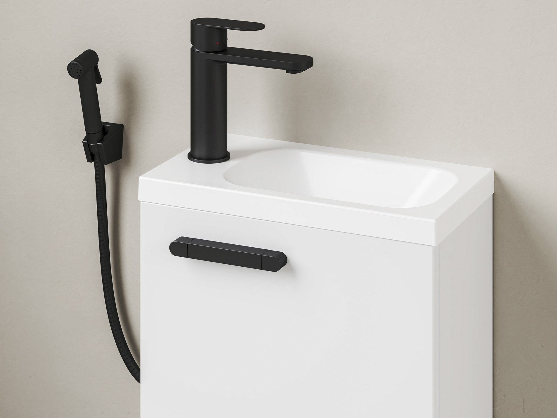 Ravak Chrome II álló mosdócsaptelep bidézuhannyal 175 mm, leeresztő nélkül CR II 112.20BL, fekete – Bidé csaptelep