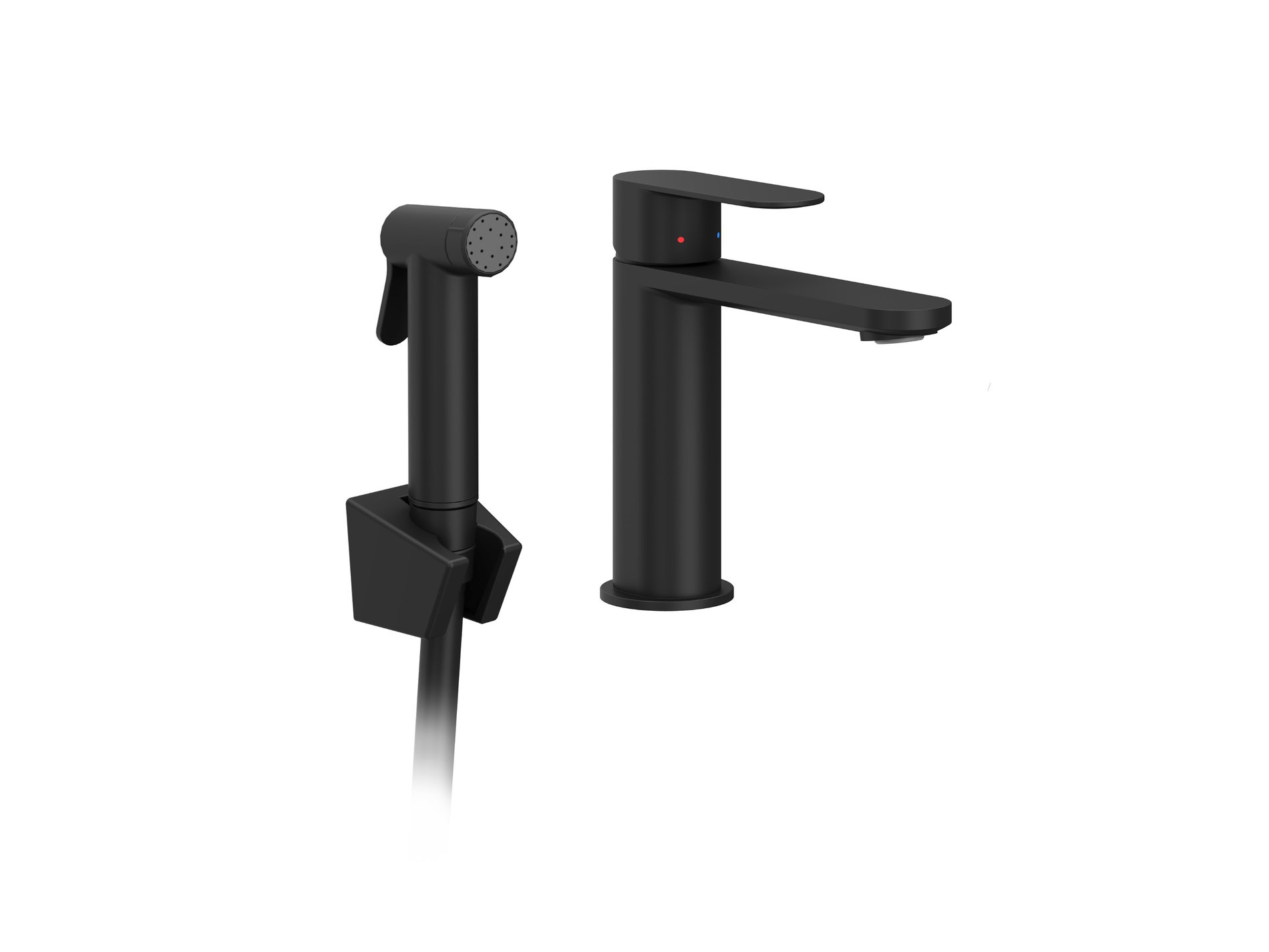 Ravak Chrome II álló mosdócsaptelep bidézuhannyal 175 mm, leeresztő nélkül CR II 112.20BL, fekete – Bidé csaptelep