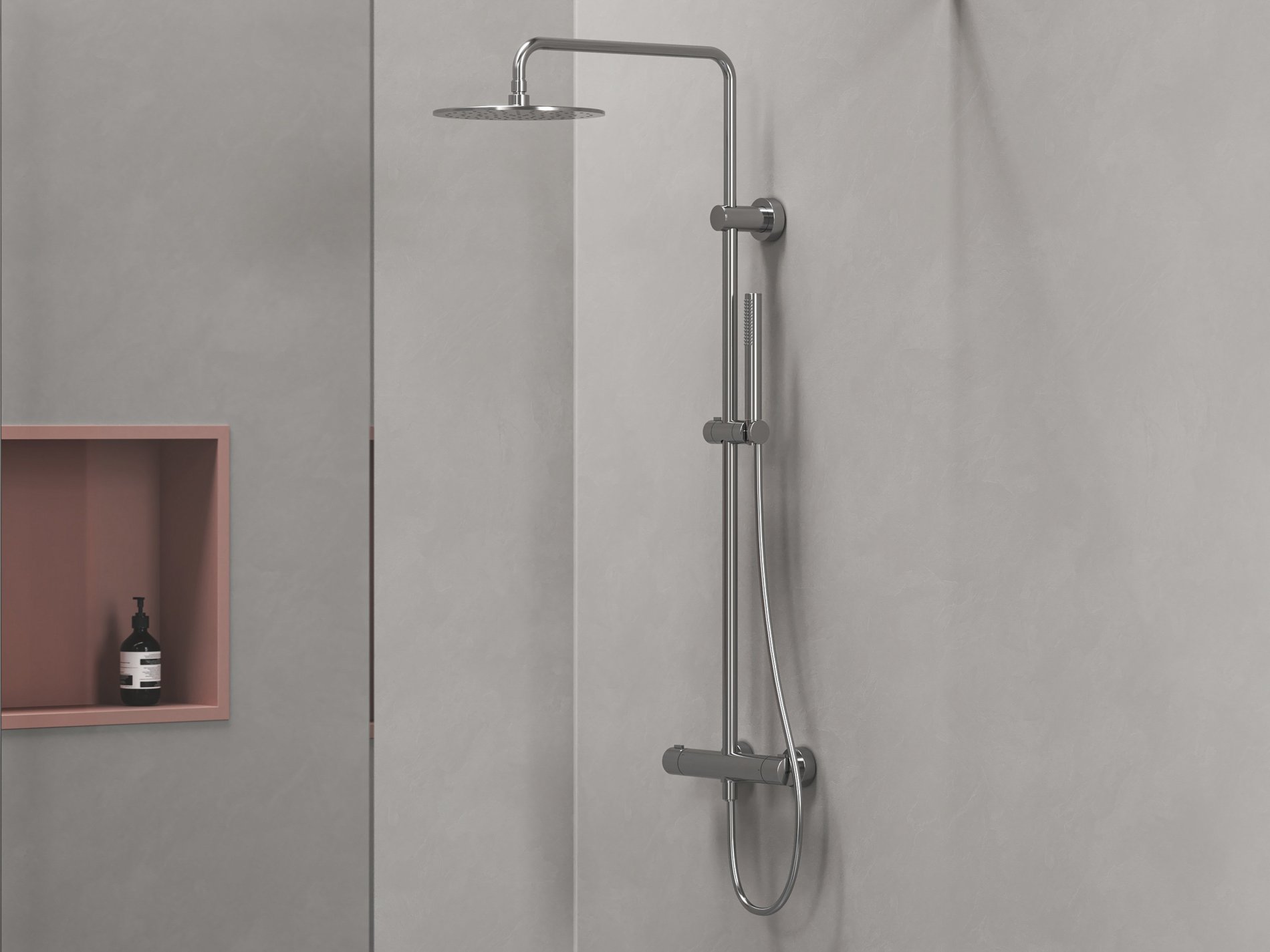 Ravak Spring termosztátos zuhanyoszlop, állítható, zuhanyszettel, króm SG 091.00CR – Termosztátos csaptelepek
