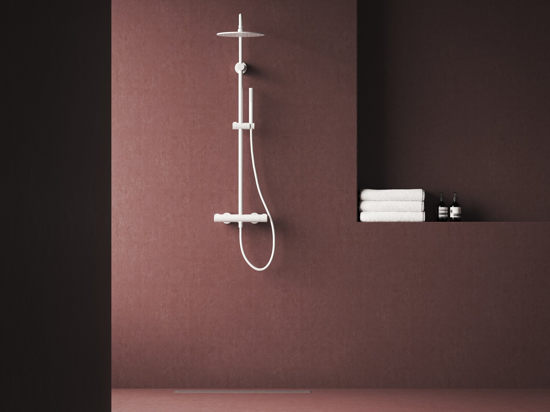 Ravak Spring termosztátos zuhanyoszlop, állítható, zuhanyszettel, matt fehér SG 091.10WHM – Termosztátos csaptelepek