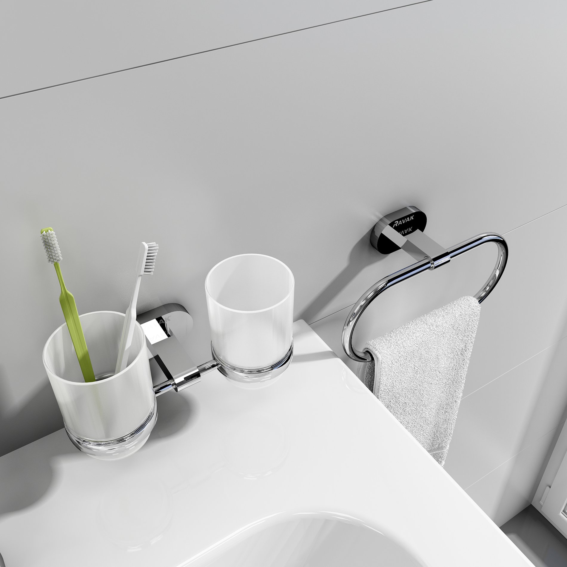 Ravak Chrome dupla pohártartó (üveg) CR 220.00CR, króm – Fürdőszobai kiegészítő