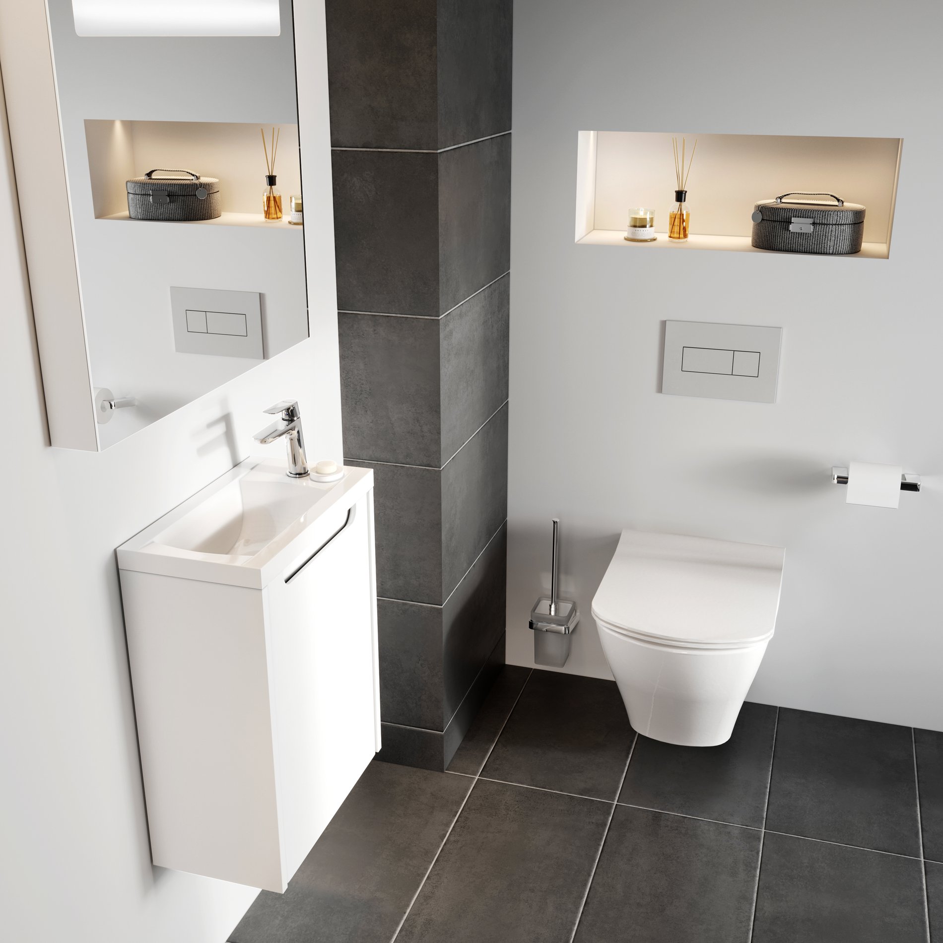 Ravak 10° fali WC kefe tartó TD 410.00CR, króm, üveg – Fürdőszobai kiegészítő