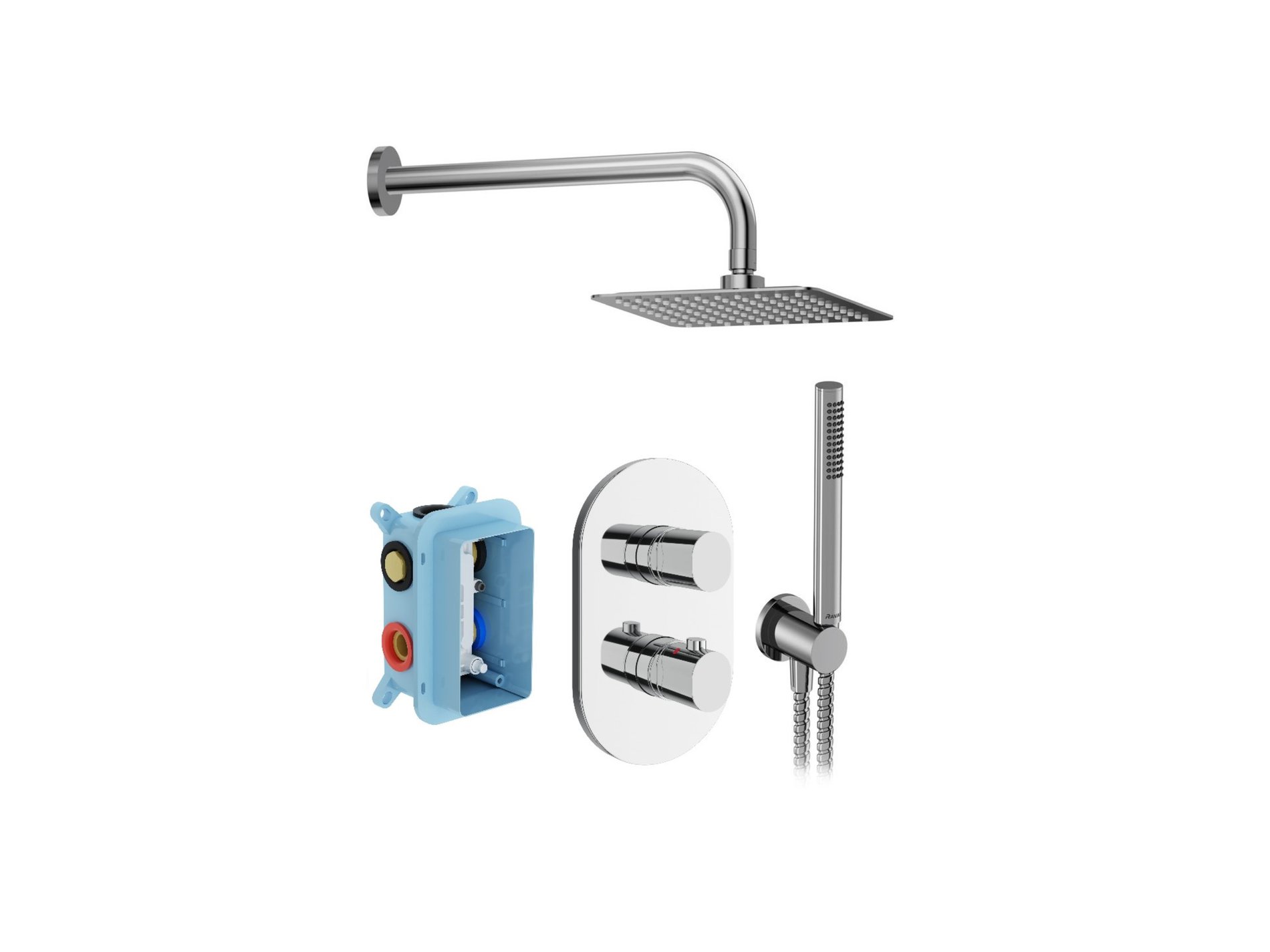 Ravak Chrome II falsík alatti zuhanyszett termo CR II 090.02CR.O2.RB071, króm – Zuhany- és kádszettek