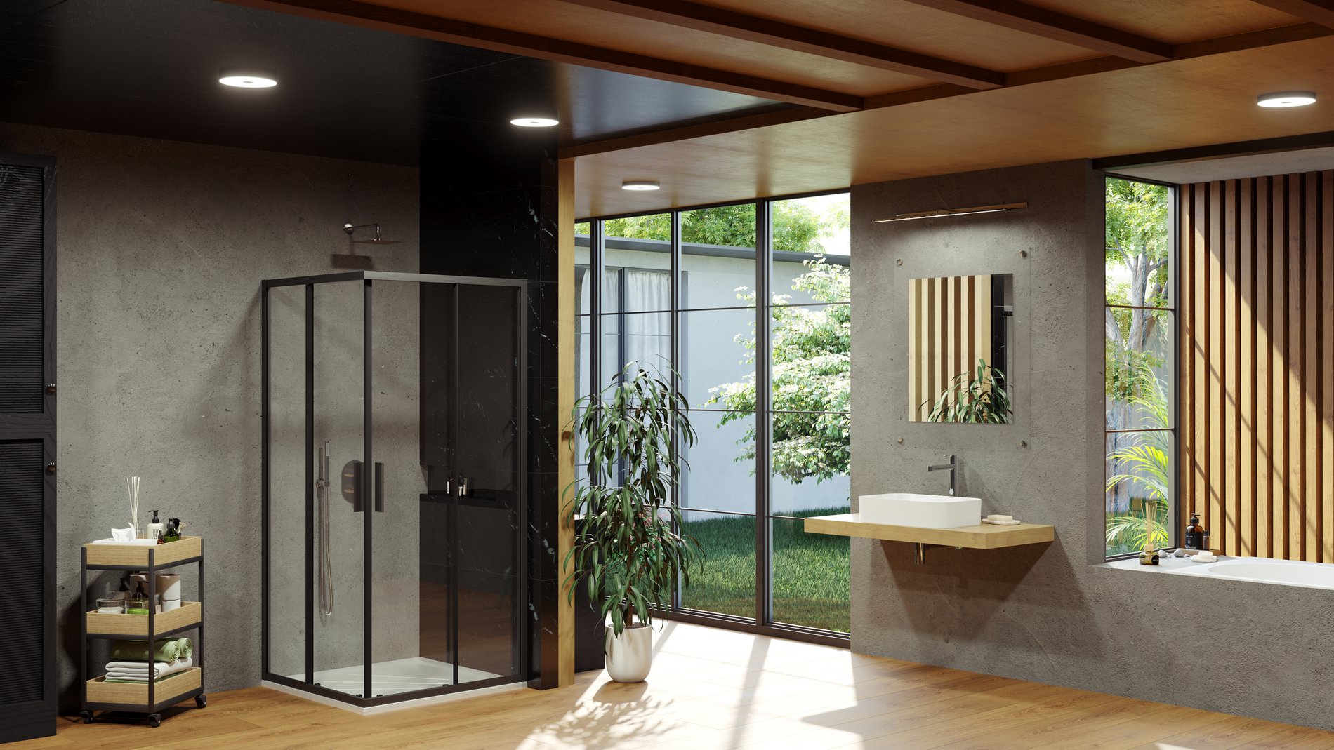 Ravak Blix Slim BLSRV2 90x90 zuhanykabin fekete transparent – Sarok zuhanykabinok