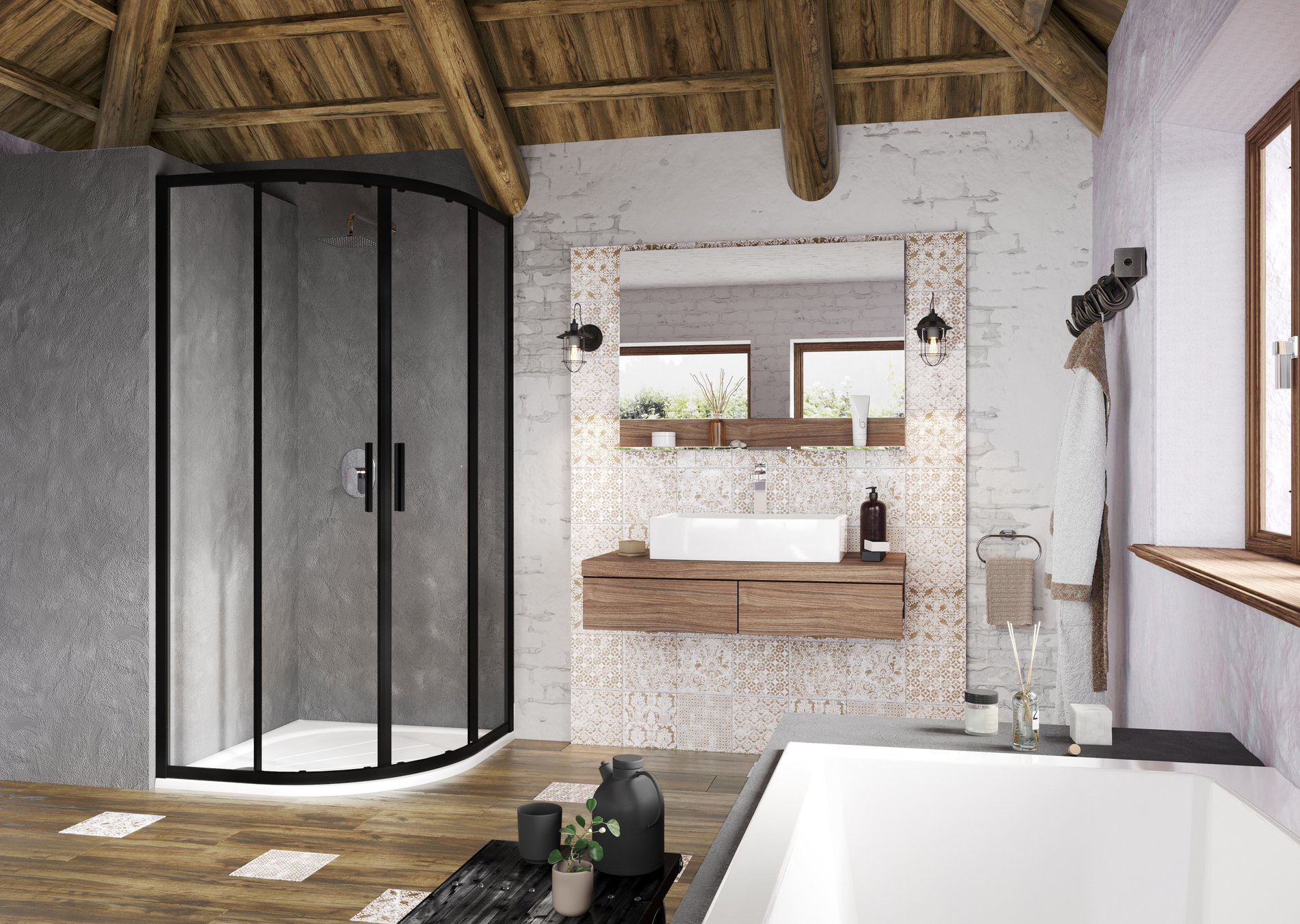 Ravak Blix II NBLCP4 80x80 zuhanykabin fekete transparent – Negyedköríves zuhanykabinok