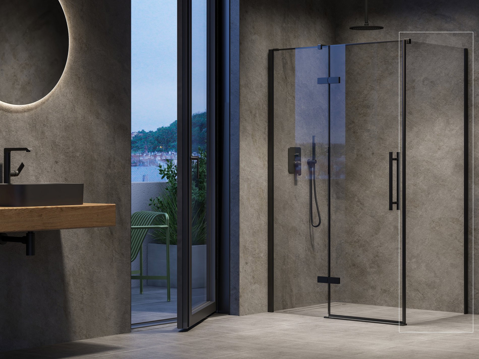 Ravak COOL! COPS-90 fix oldalfal fekete transparent – Fix oldalfalas zuhanykabinok