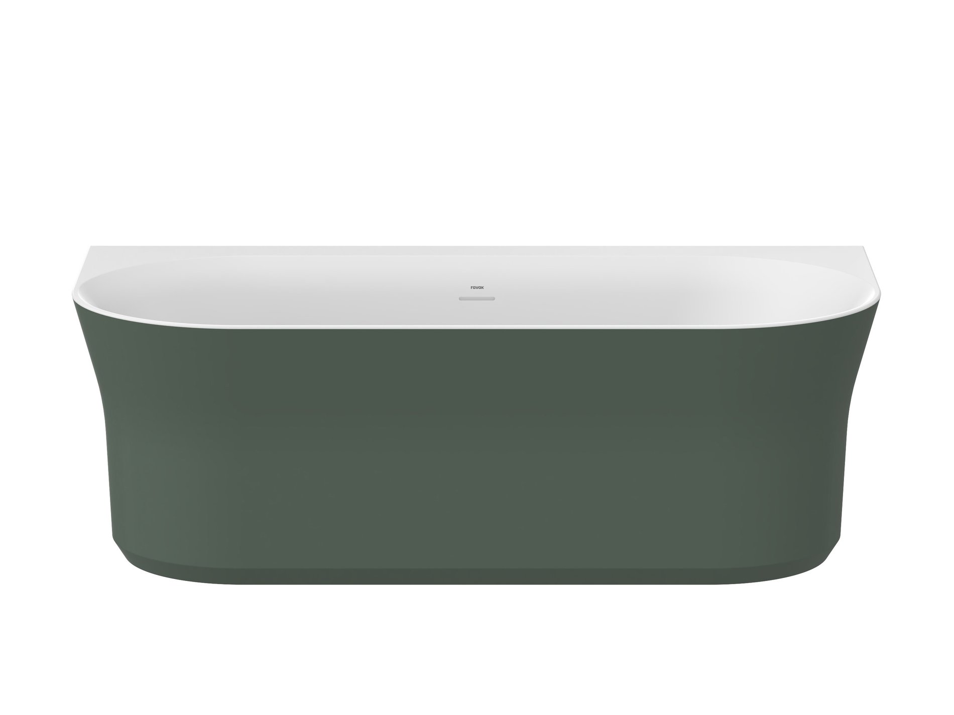 Ravak Ypsilon Wall 178x86, akrilkád, Grey Green/fehér, szabadonálló, fehér/fekete/króm lefolyó – Zöld, Szabadon álló kádak