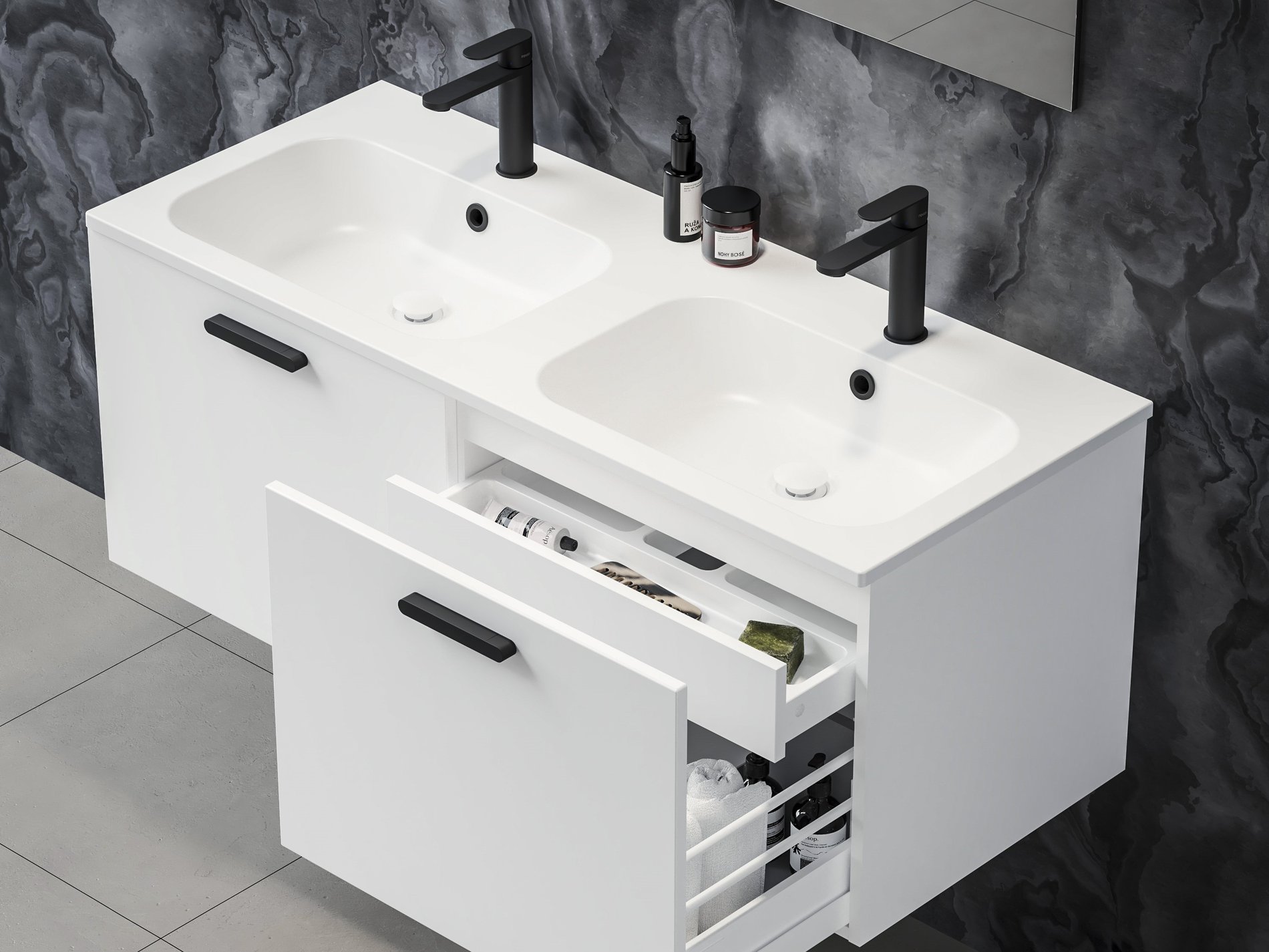 Ravak Chrome Slim 120 duplamosdó fehér, furattal – Fali mosdók