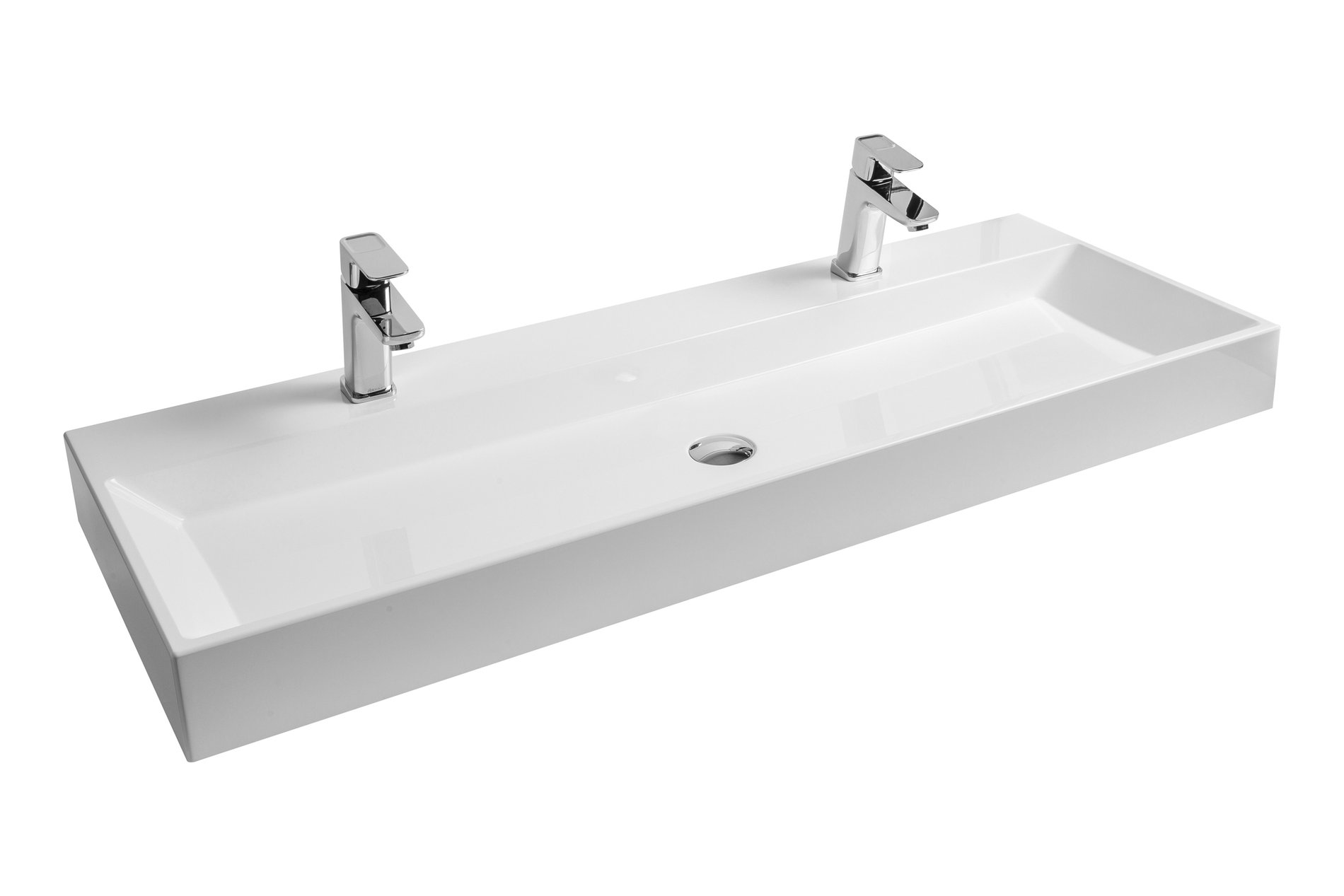 Ravak Natural Duo 120 duplamosdó fehér, nyílással – Kétszemélyes mosdó