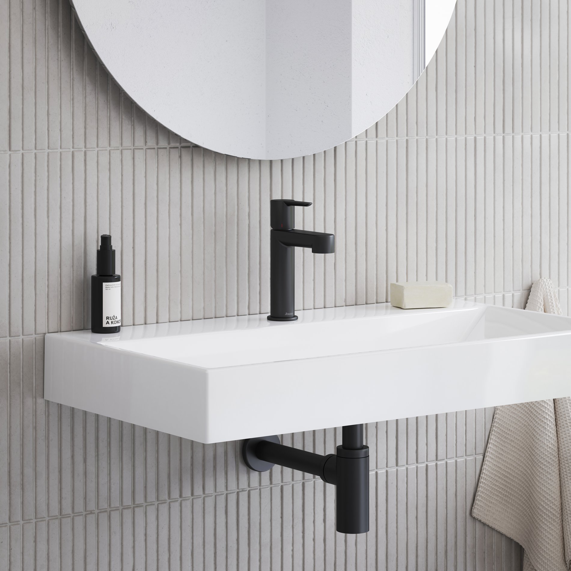 Ravak Natural 80 mosdó fehér, nyílással – Fali mosdók