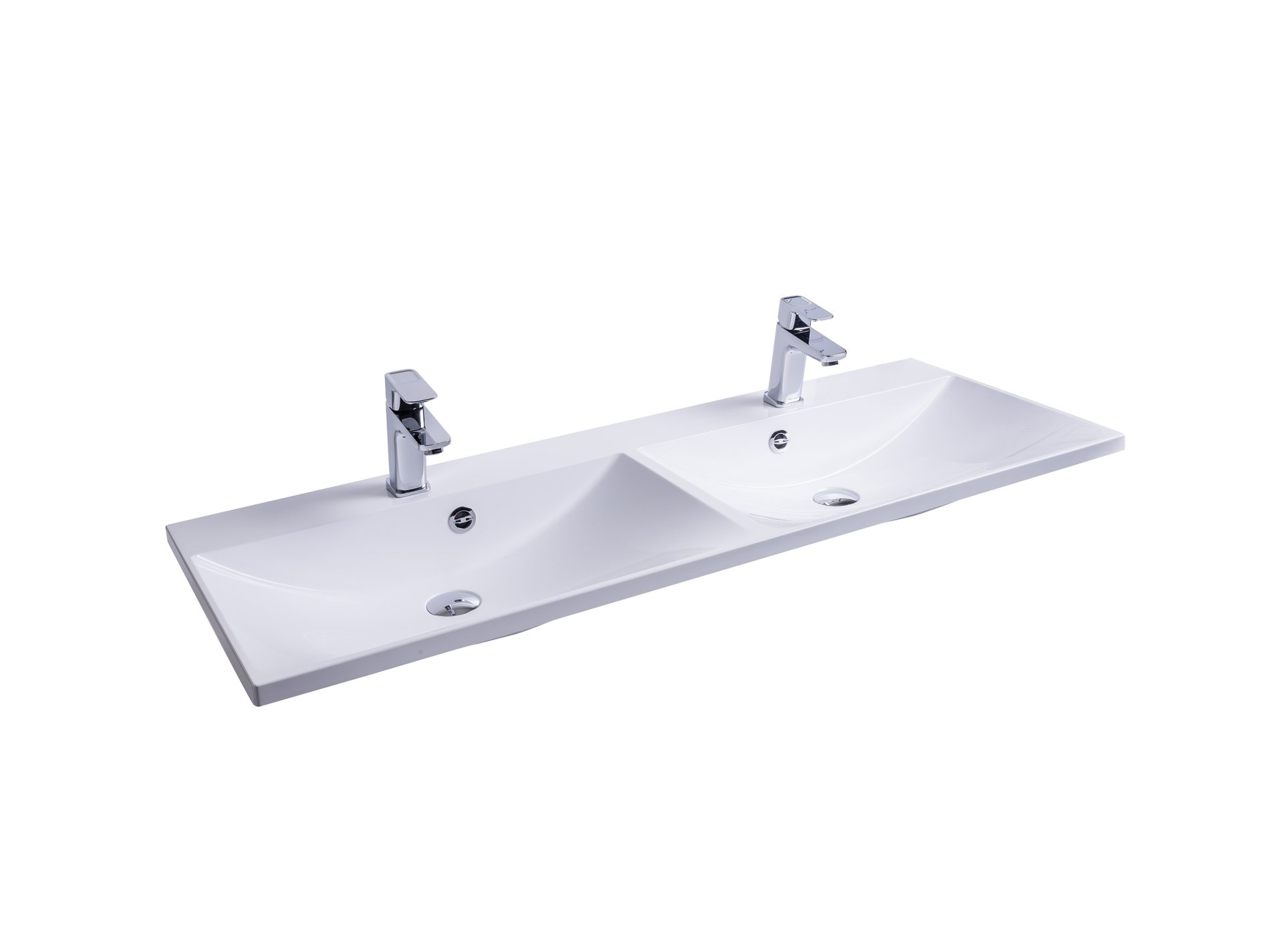 Ravak Flat Duo 120 duplamosdó fehér, nyílással – Fali mosdók