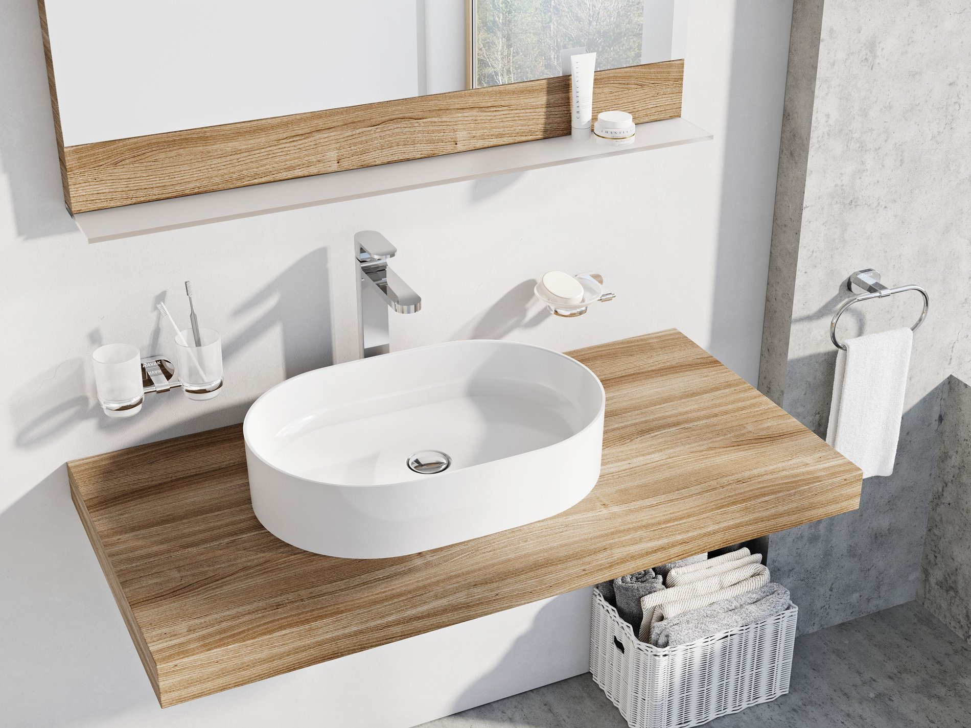 Ravak Ceramic Slim O 55 kerámiamosdó fehér – Pultra építhető mosdók