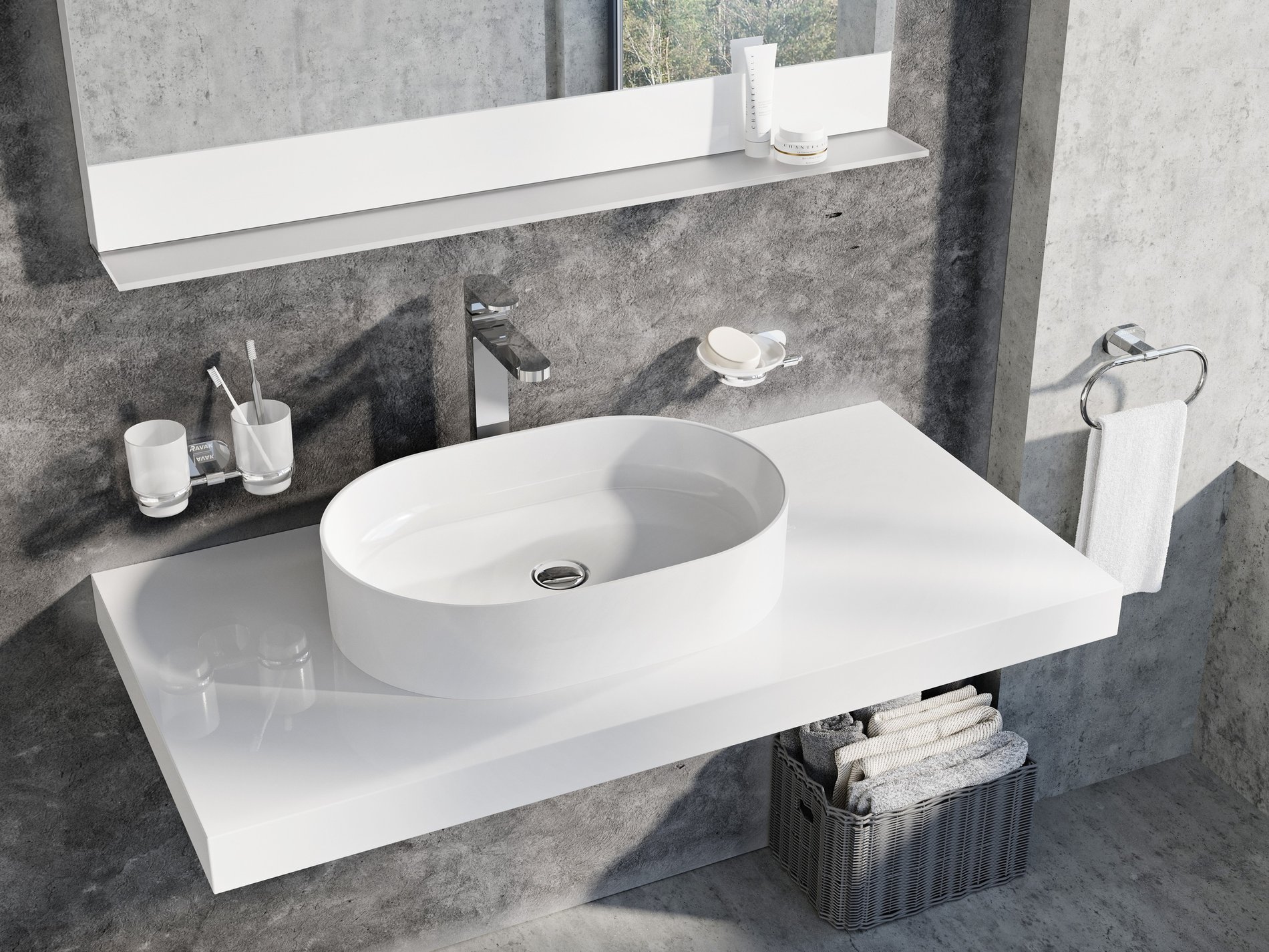 Ravak Ceramic Slim O 55 kerámiamosdó fehér – Pultra építhető mosdók