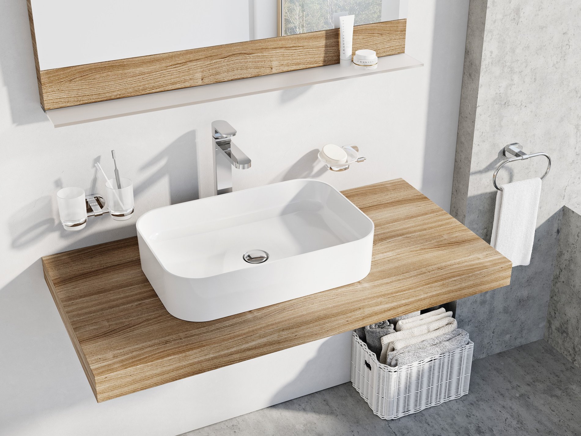 Ravak Ceramic Slim R 55 kerámiamosdó fehér – Pultra építhető mosdók