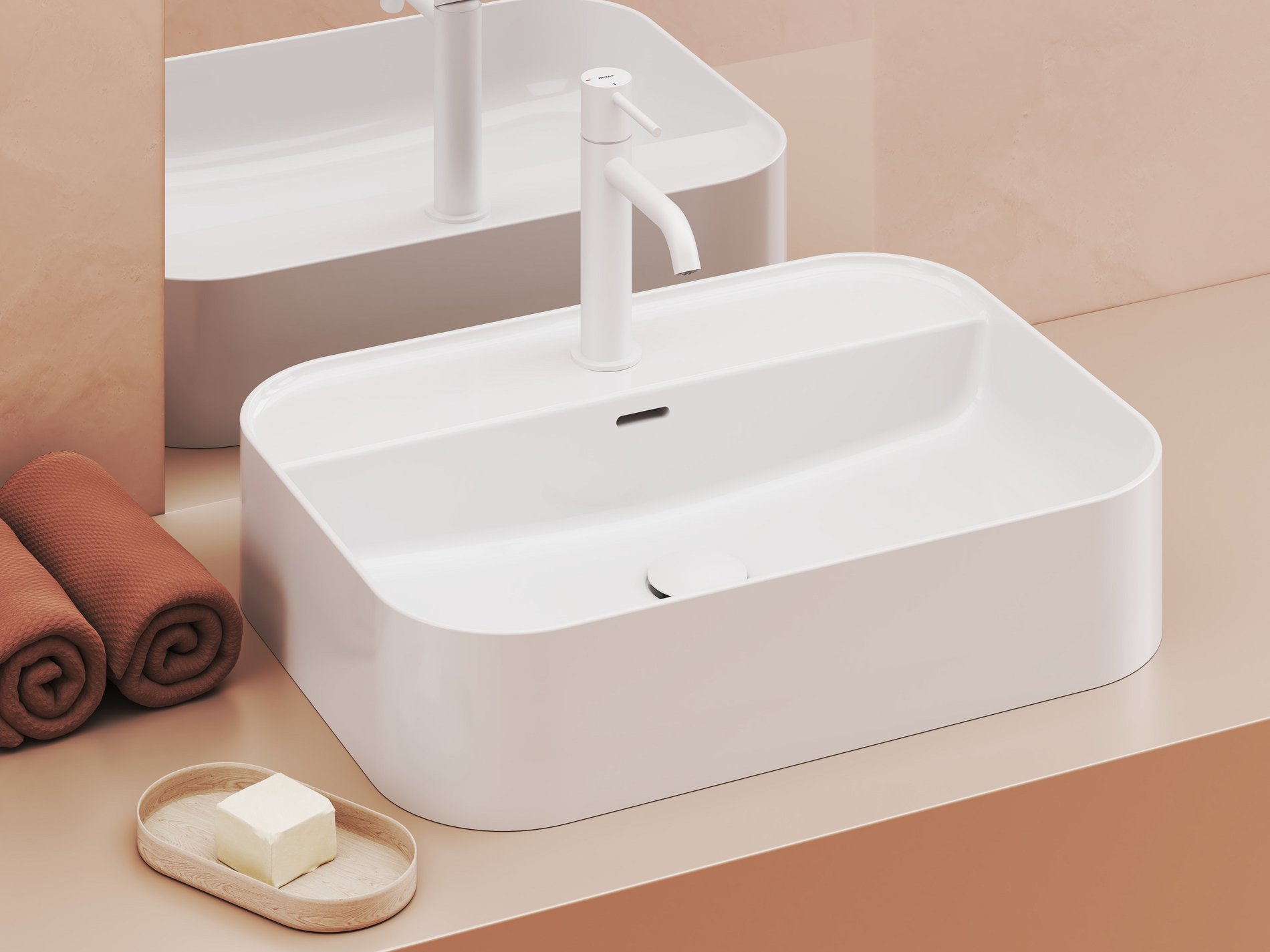 Ravak Ceramic Slim Shelf R 55 kerámiamosdó fehér – Pultra építhető mosdók