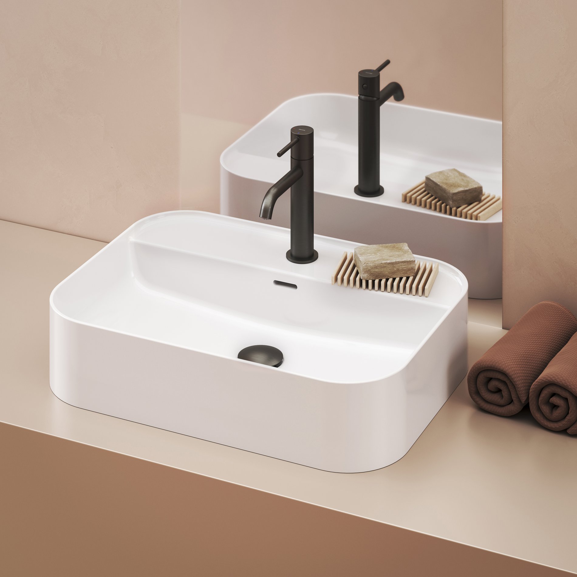 Ravak Ceramic Slim Shelf R 55 kerámiamosdó fehér – Pultra építhető mosdók