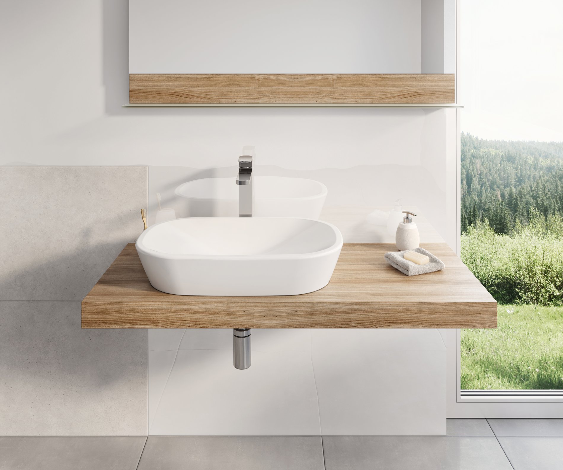 Ravak Ceramic O 60 kerámiamosdó – Fehér, Pultra építhető mosdók