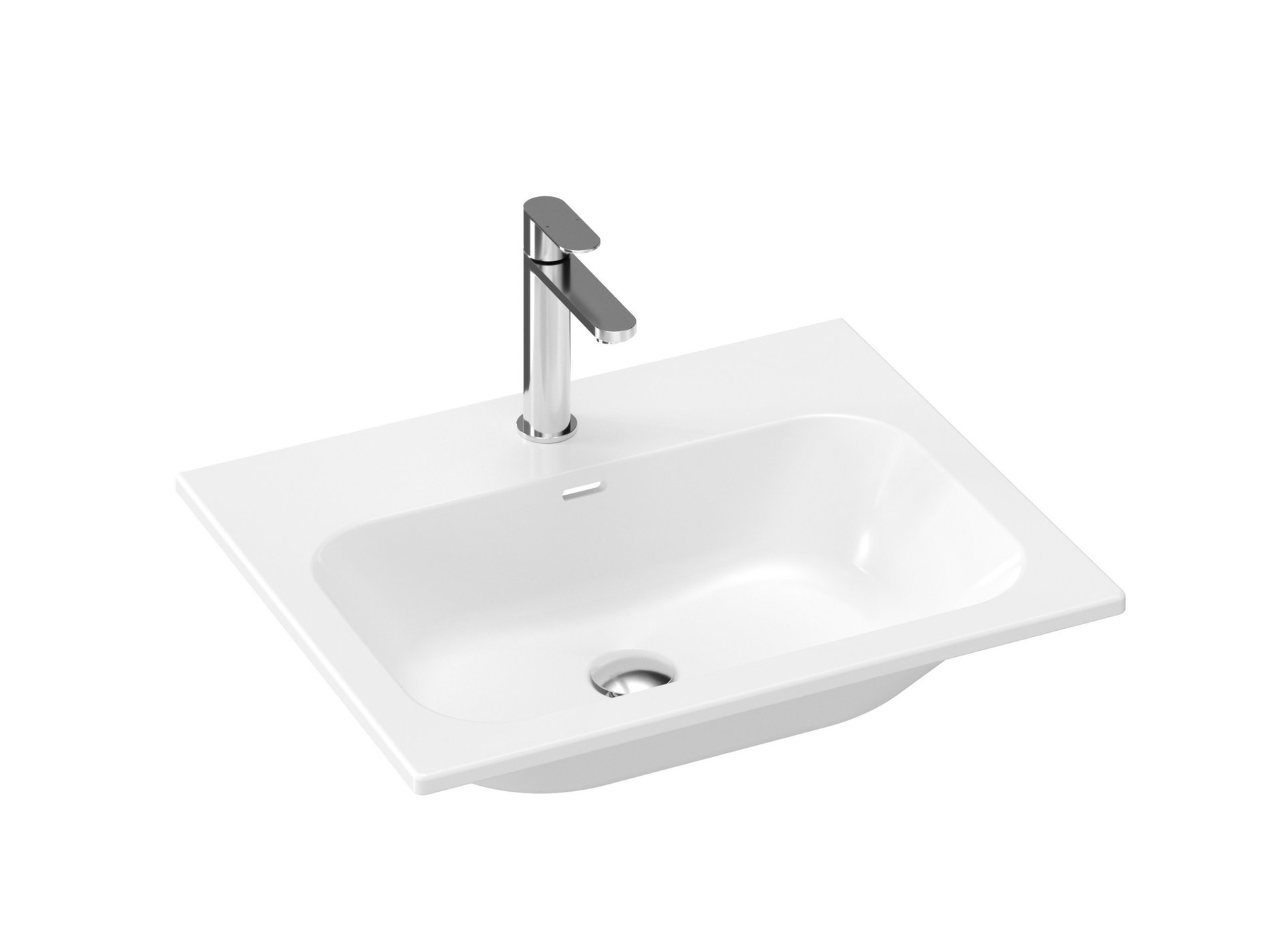 Ravak Chrome Slim 60 kerámiamosdó, fehér, furattal – Bútorba építhető mosdók