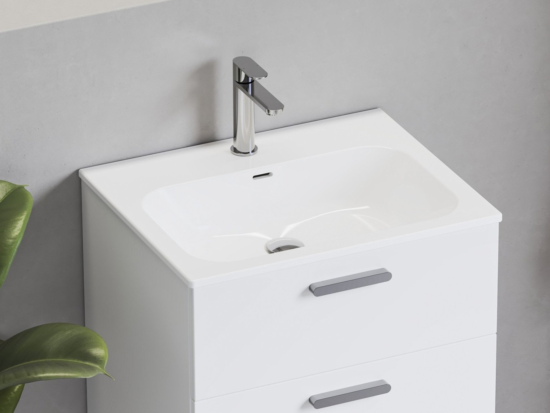 Ravak Chrome Slim 60 kerámiamosdó, fehér, furattal – Bútorba építhető mosdók