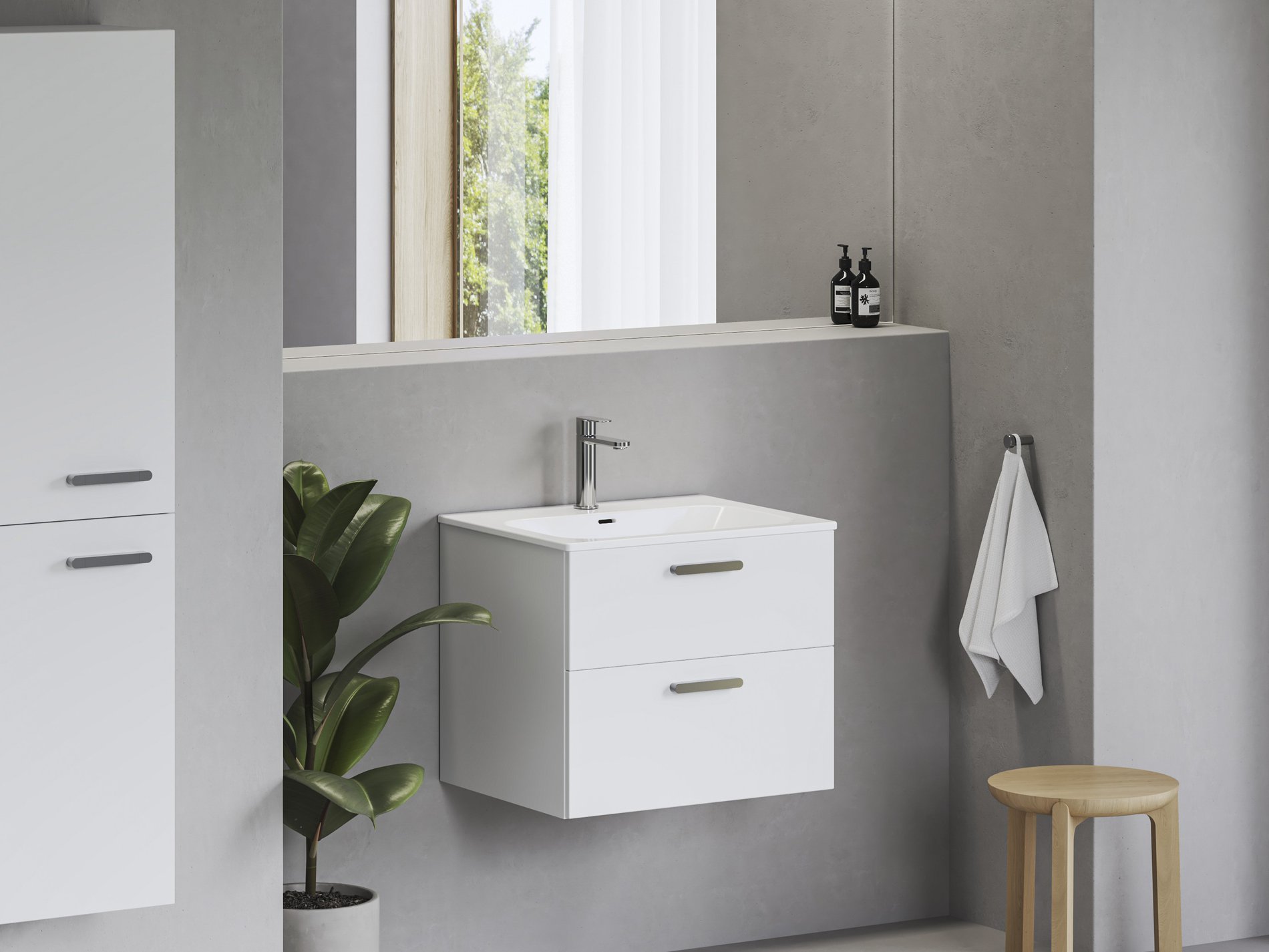 Ravak Chrome Slim 60 kerámiamosdó, fehér, furattal – Bútorba építhető mosdók