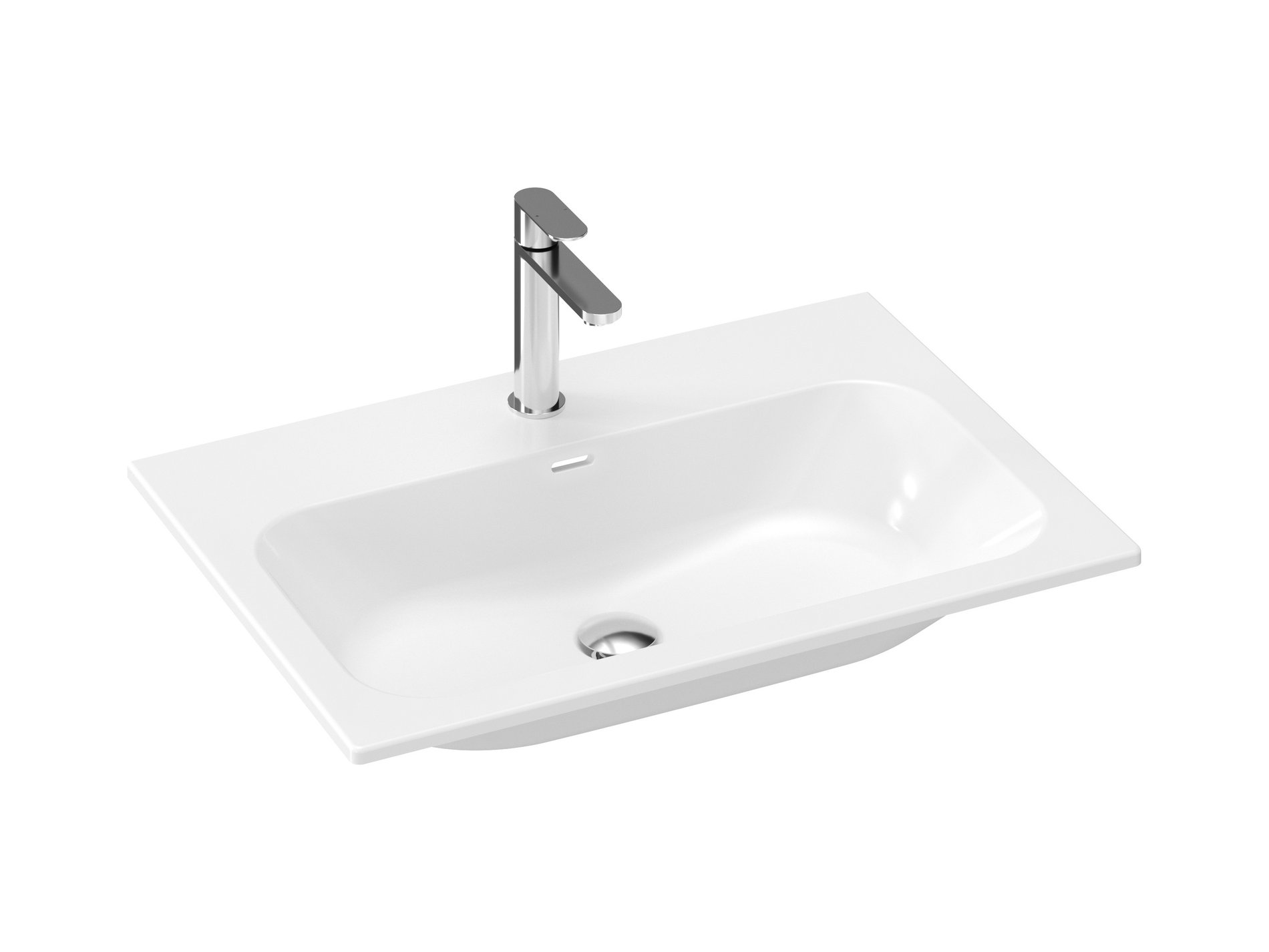 Ravak Chrome Slim 70 kerámiamosdó, fehér, furattal – Bútorba építhető mosdók