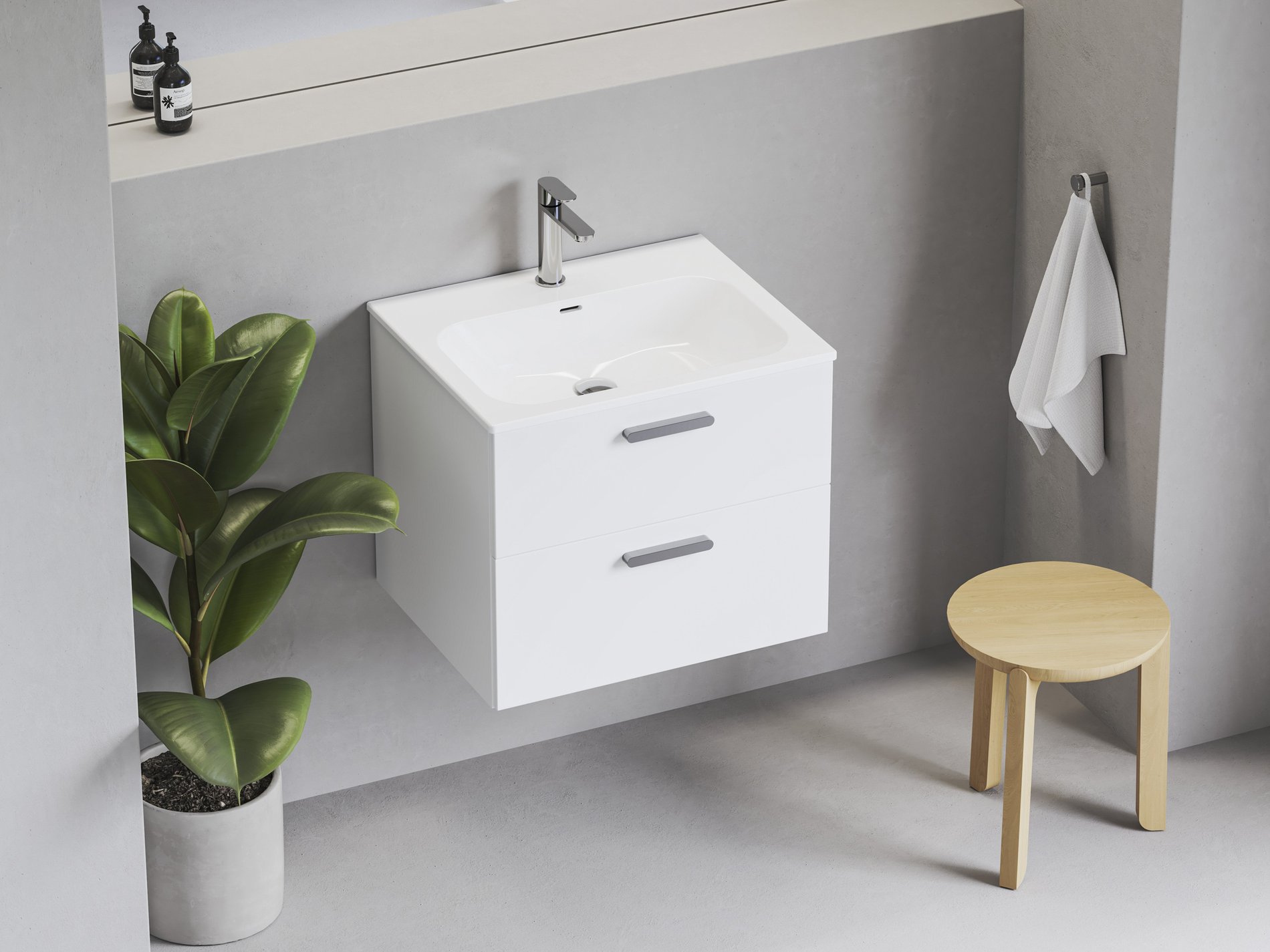 Ravak Chrome Slim 70 kerámiamosdó, fehér, furattal – Bútorba építhető mosdók
