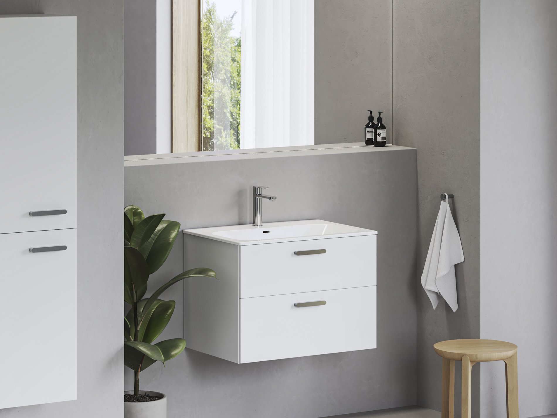 Ravak Chrome Slim 70 kerámiamosdó, fehér, furattal – Bútorba építhető mosdók
