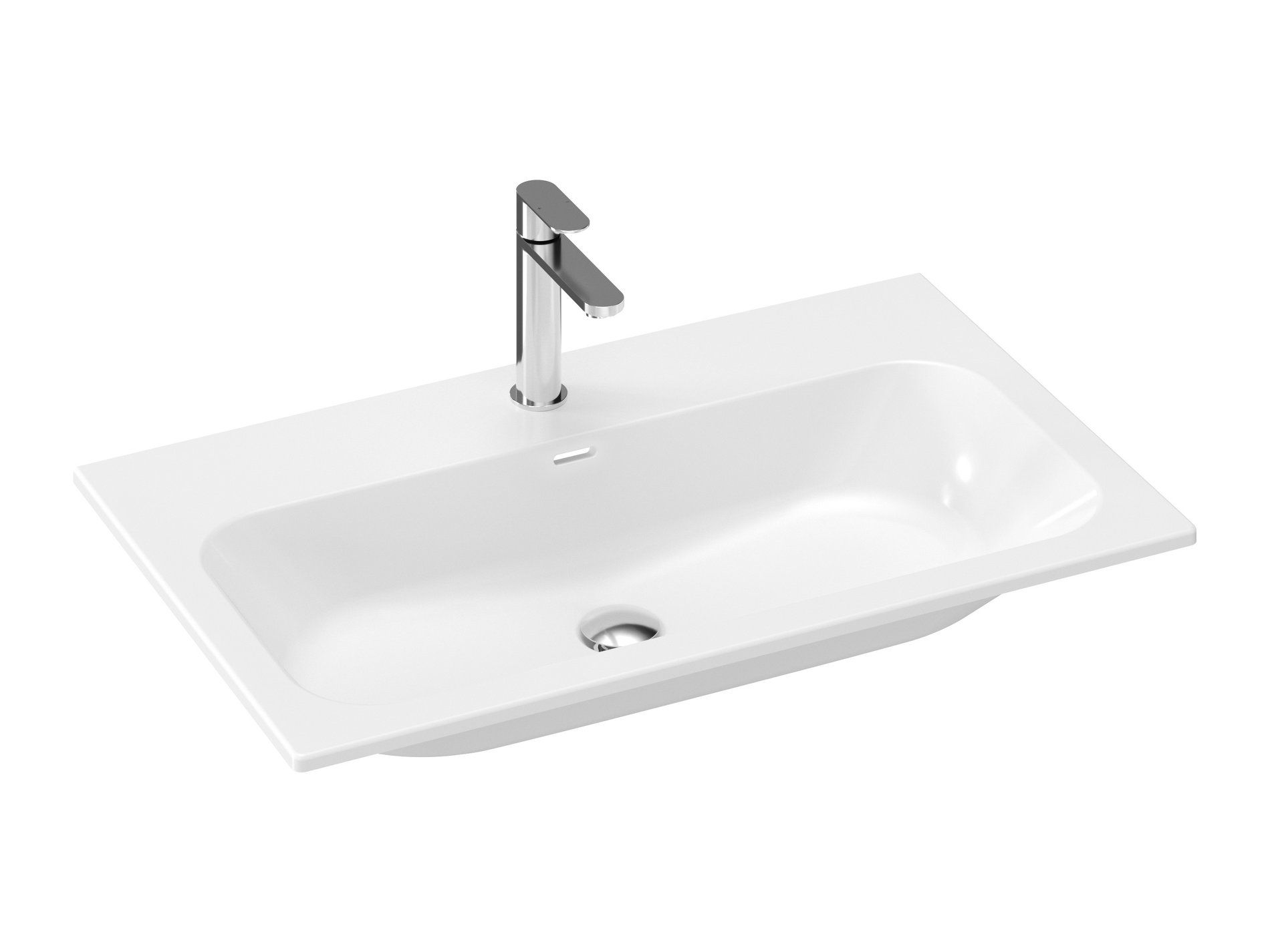 Ravak Chrome Slim 80 kerámiamosdó, fehér, furattal – Bútorba építhető mosdók