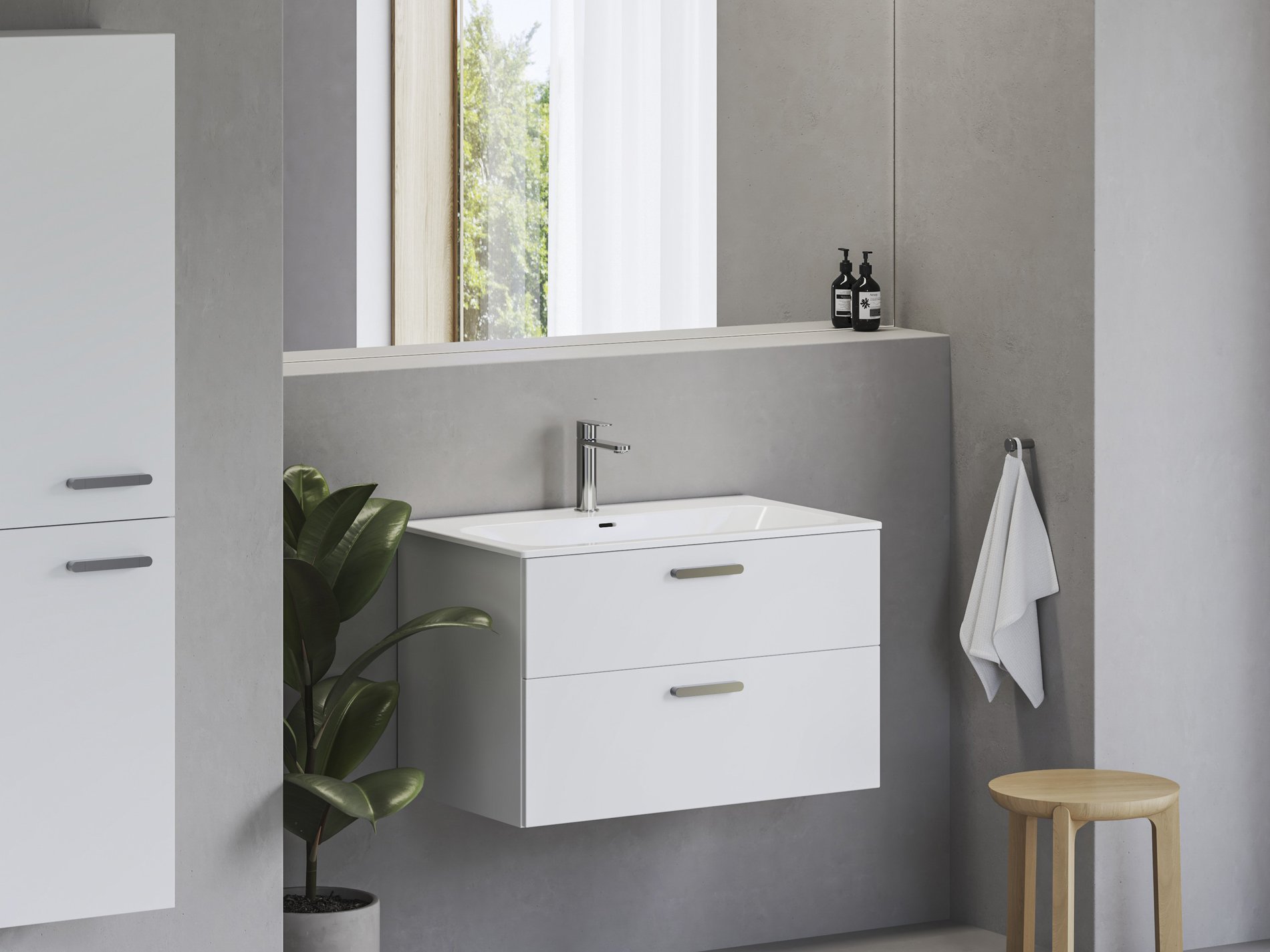Ravak Chrome Slim 80 kerámiamosdó, fehér, furattal – Bútorba építhető mosdók