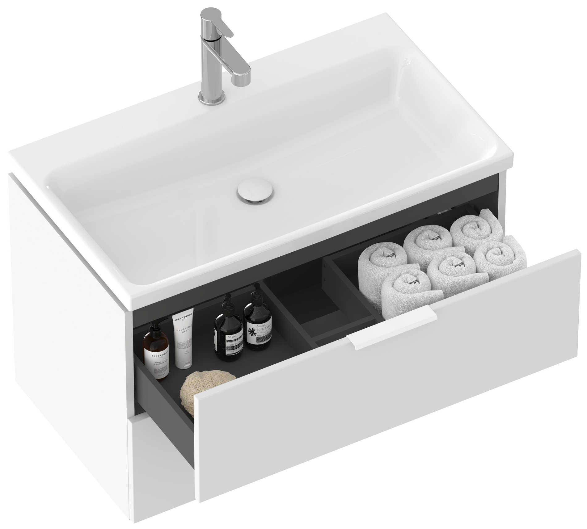 Ravak Comfort 80 kerámiamosdó fehér – Bútorba építhető mosdók