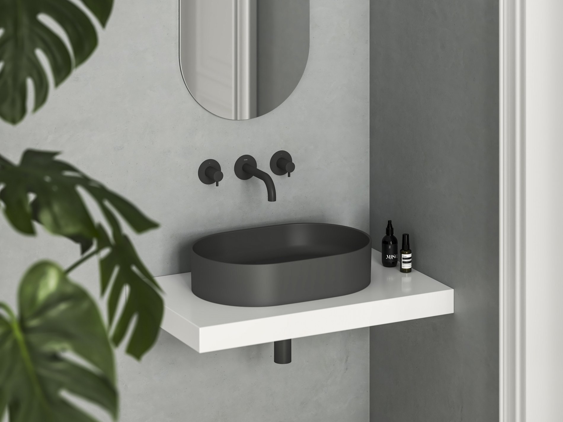 Ravak Ceramic Slim O 55 kerámiamosdó antracit – Pultra építhető mosdók