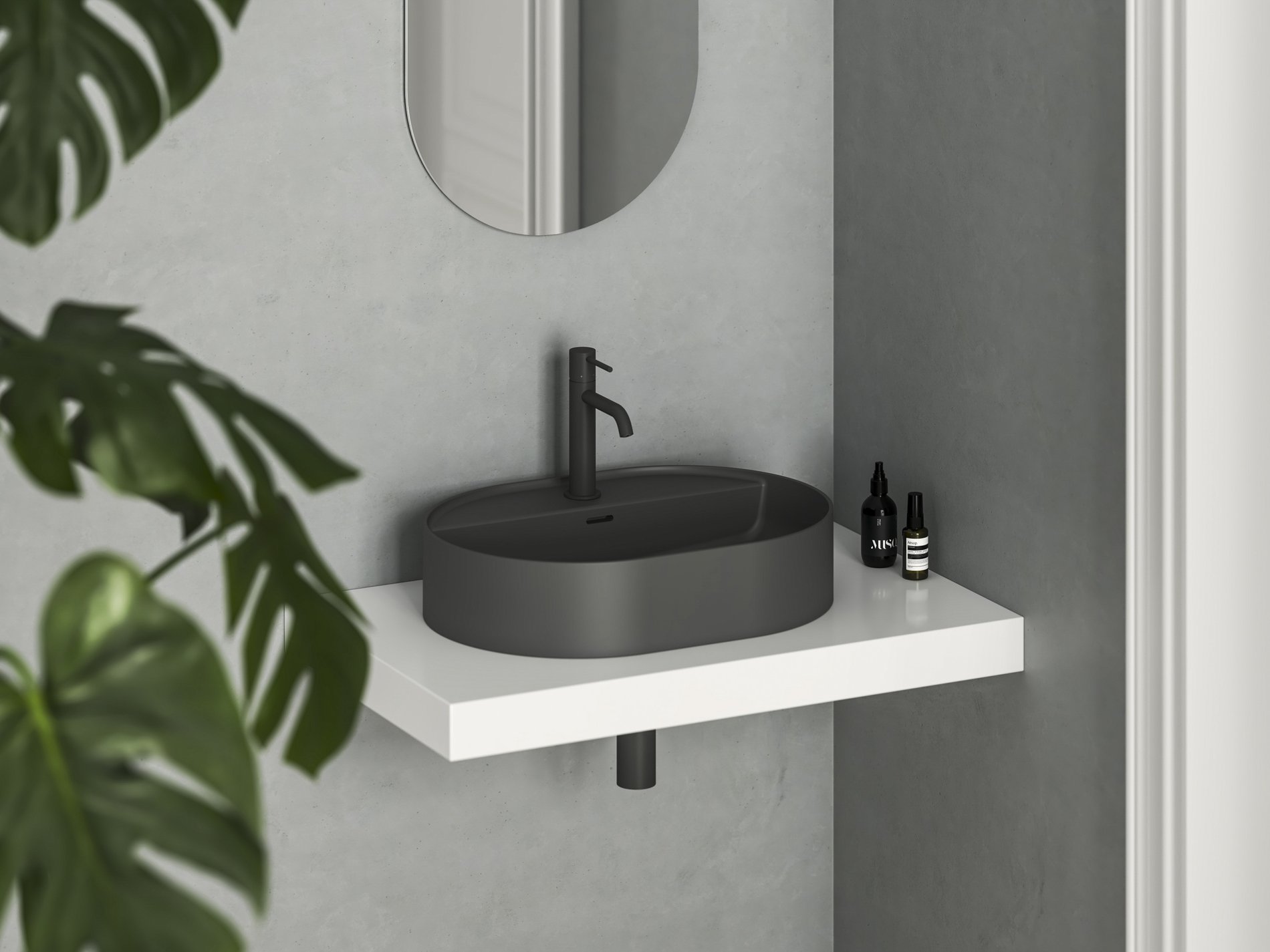 Ravak Ceramic Slim Shelf O 55 kerámiamosdó antracit – Pultra építhető mosdók