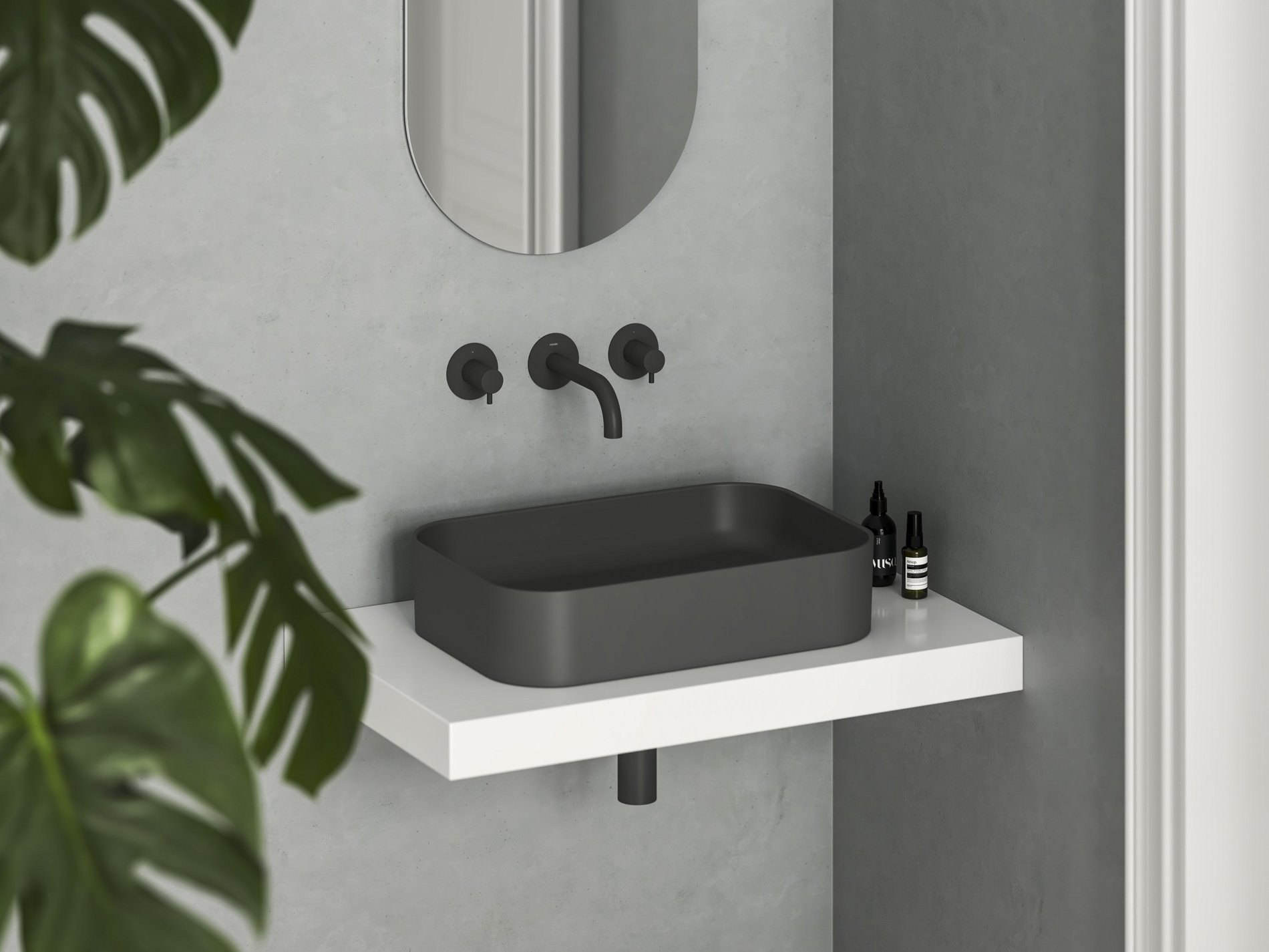 Ravak Ceramic Slim R 55 kerámiamosdó antracit – Pultra építhető mosdók