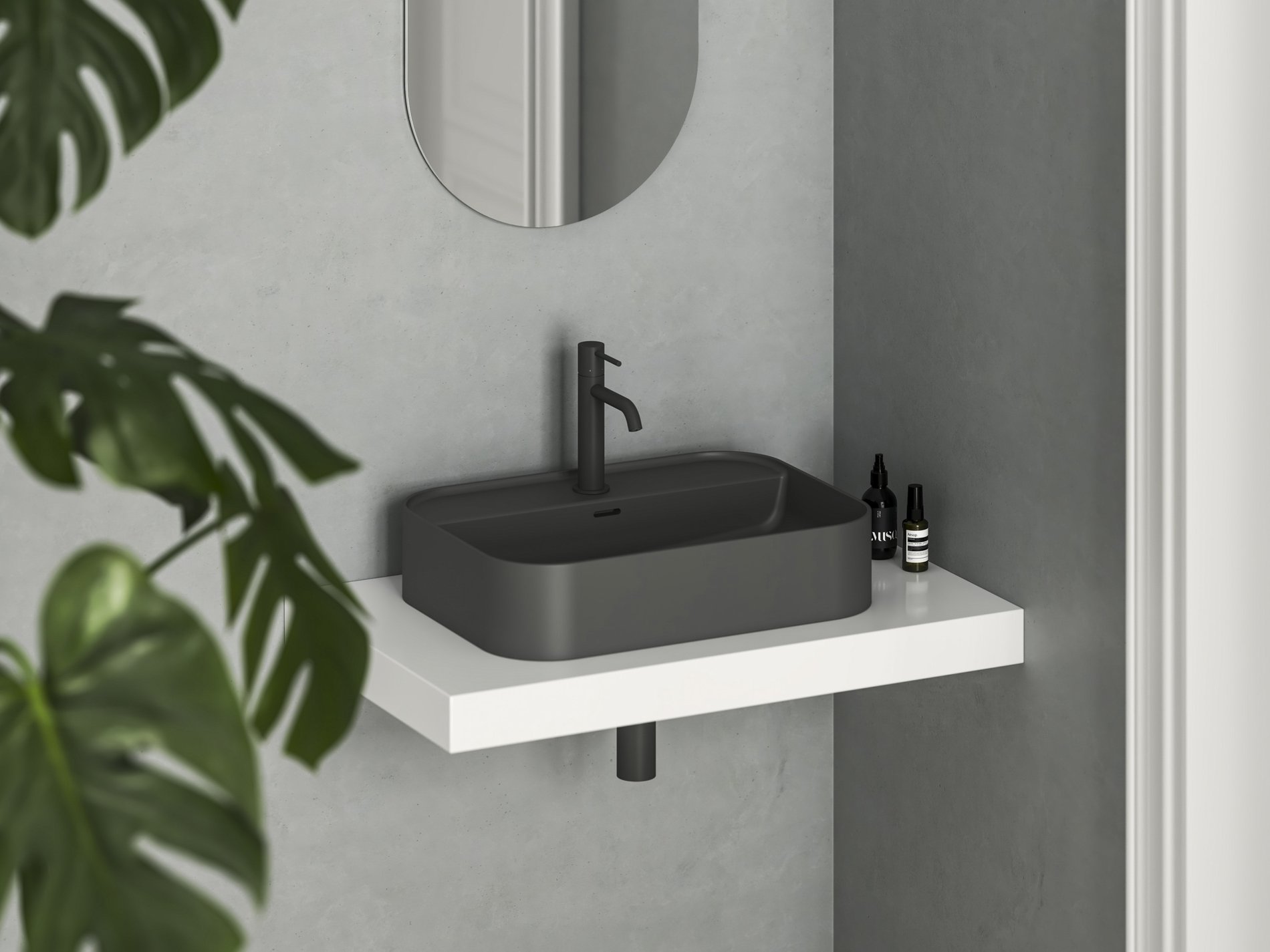 Ravak Ceramic Slim Shelf R 55 kerámiamosdó antracit – Pultra építhető mosdók