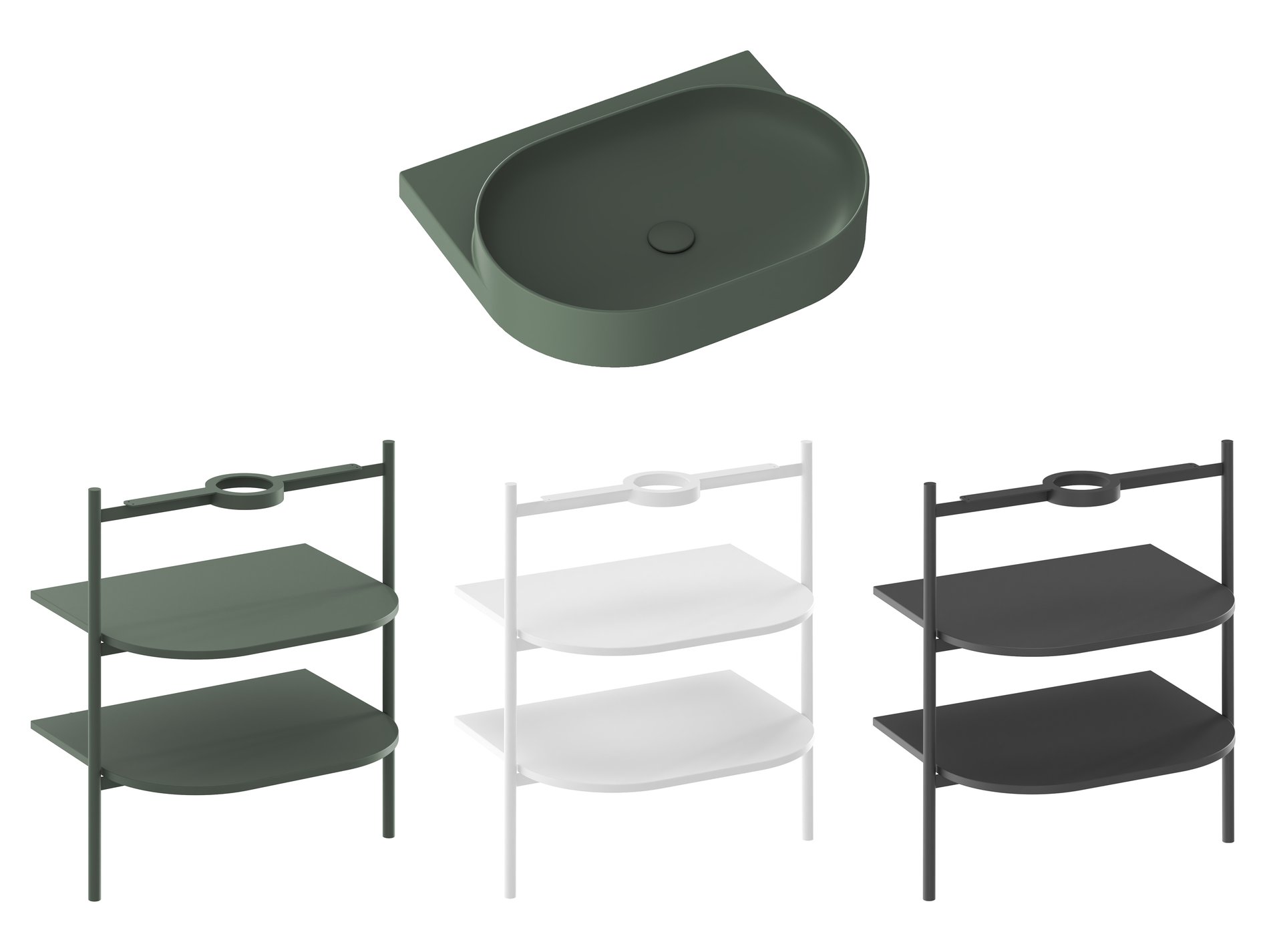 Ravak Yard 60 kerámiamosdó Grey Green – Zöld, Pultra építhető mosdók