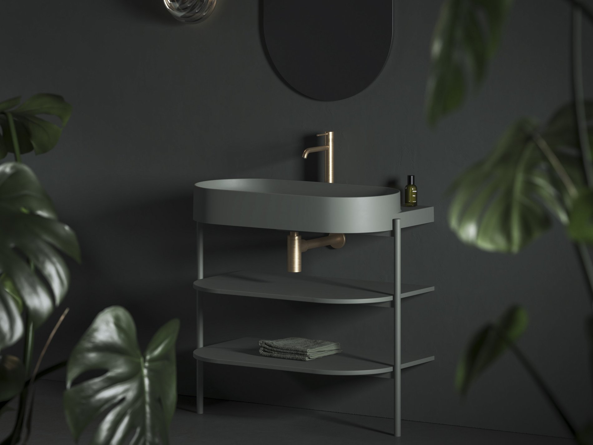 Ravak Yard 80 kerámiamosdó Grey Green – Pultra építhető mosdók