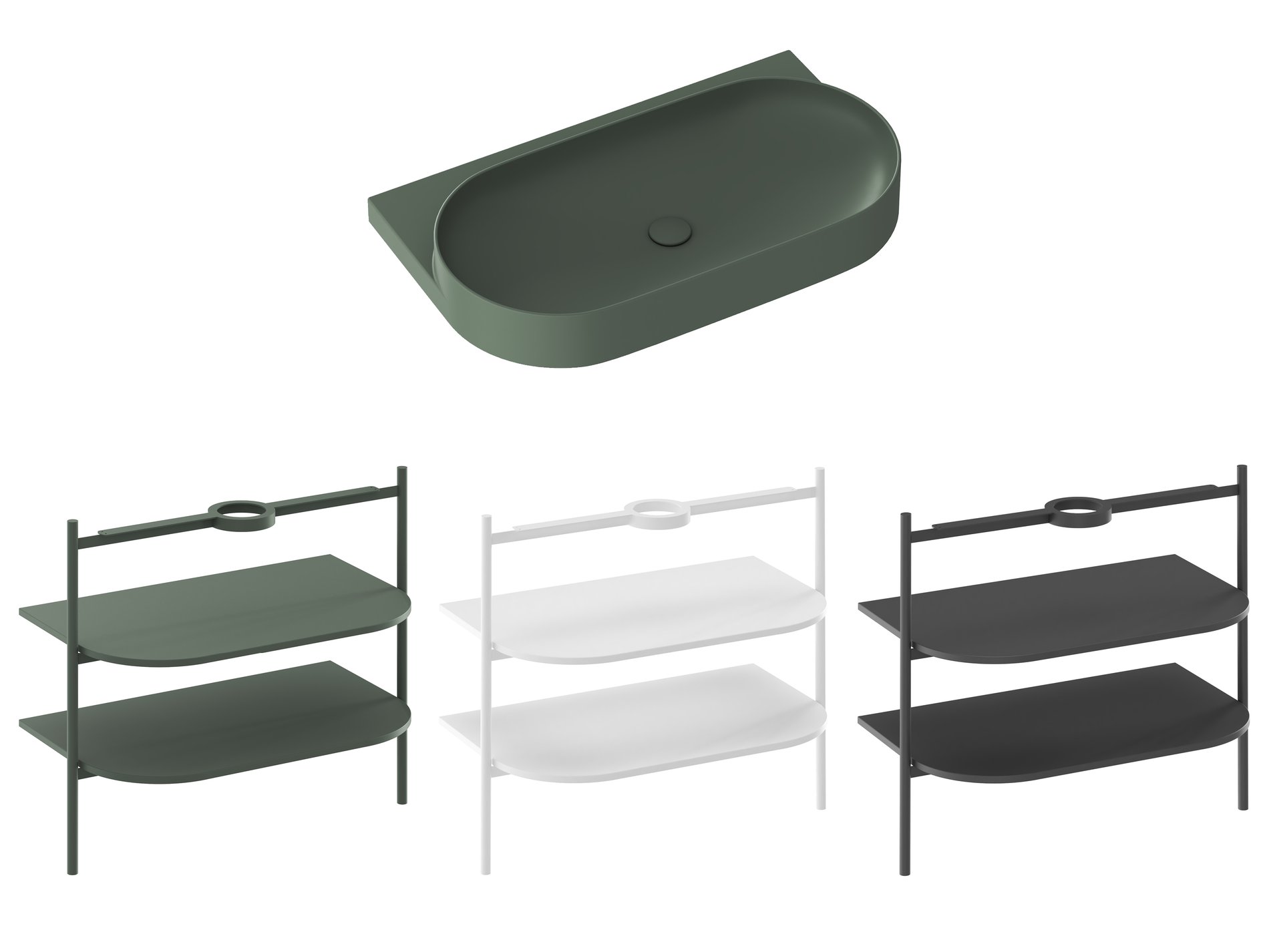 Ravak Yard 80 kerámiamosdó Grey Green – Zöld, Pultra építhető mosdók