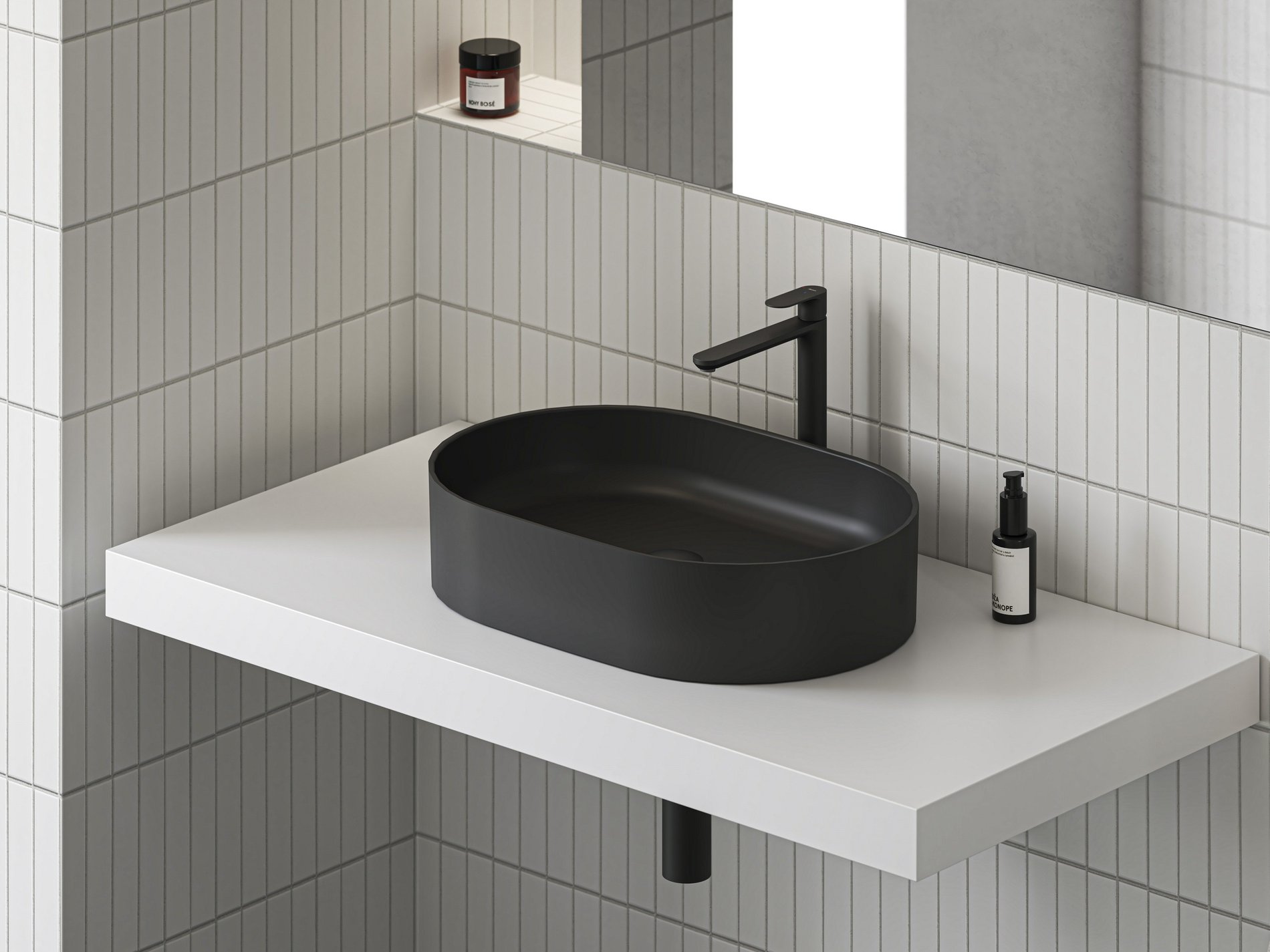 Ravak Ceramic Slim O 55 kerámiamosdó matt fekete – Pultra építhető mosdók