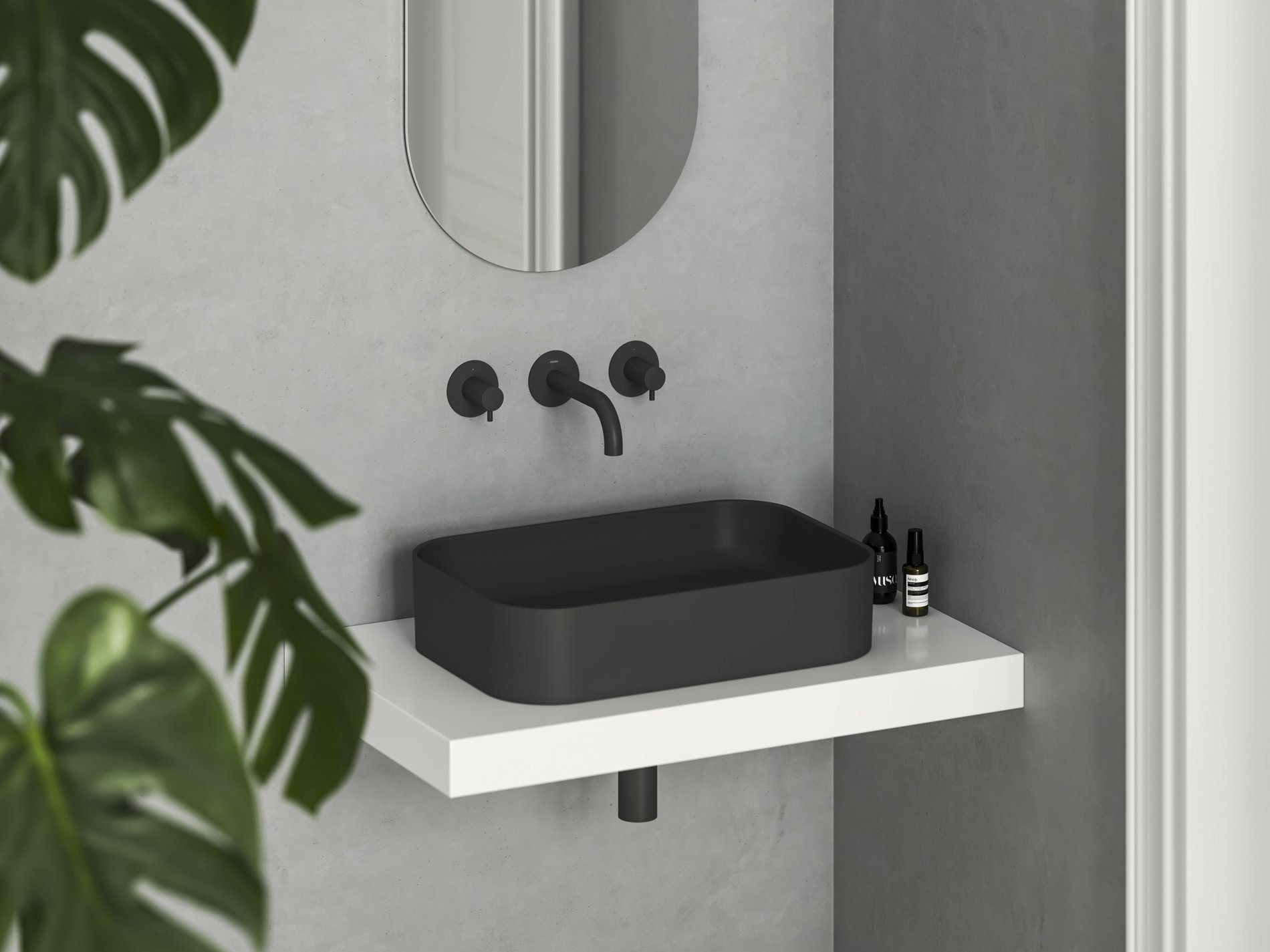 Ravak Ceramic Slim R 55 kerámiamosdó matt fekete – Pultra építhető mosdók