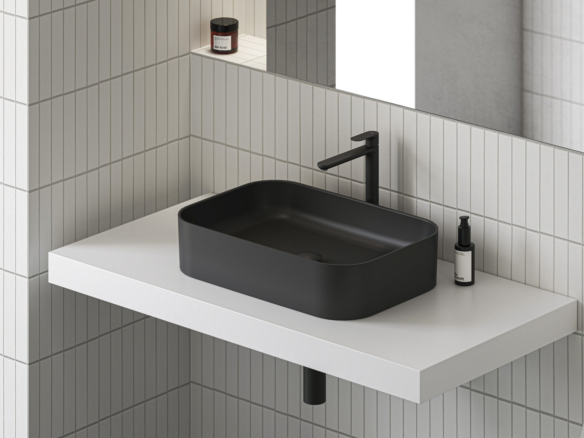 Ravak Ceramic Slim R 55 kerámiamosdó matt fekete – Pultra építhető mosdók