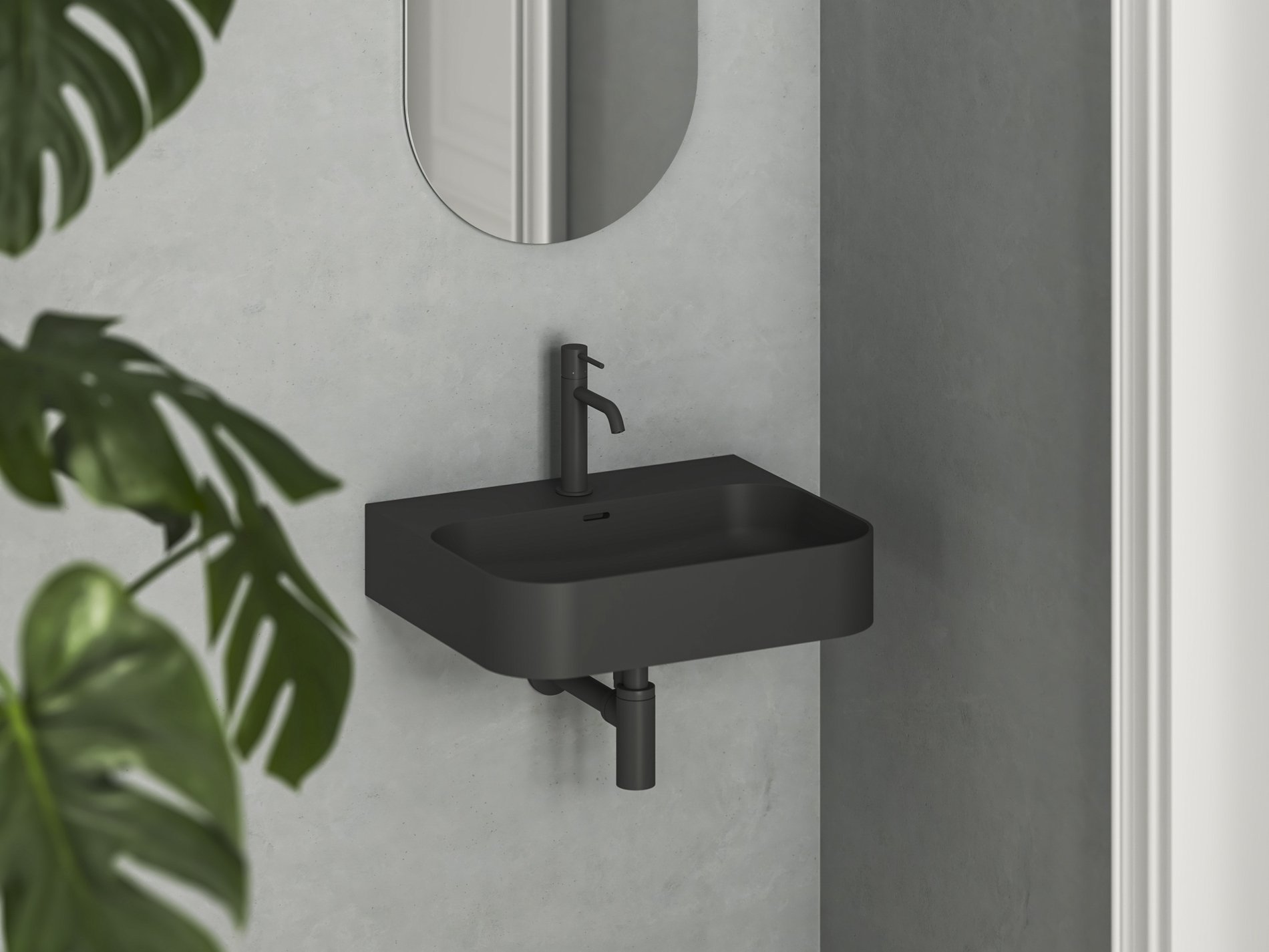 Ravak Ceramic Slim Wall R 55 N kerámiamosdó matt fekete – Fali mosdók