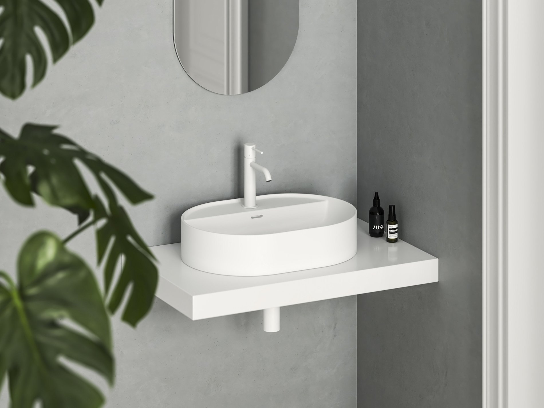 Ravak Ceramic Slim Shelf O 55 kerámiamosdó matt fehér – Pultra építhető mosdók