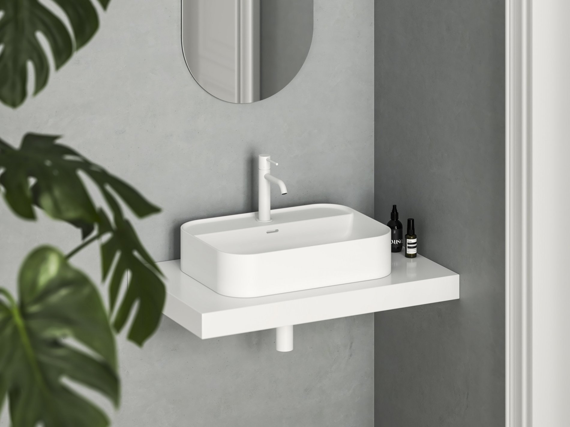 Ravak Ceramic Slim Shelf R 55 kerámiamosdó matt fehér – Pultra építhető mosdók