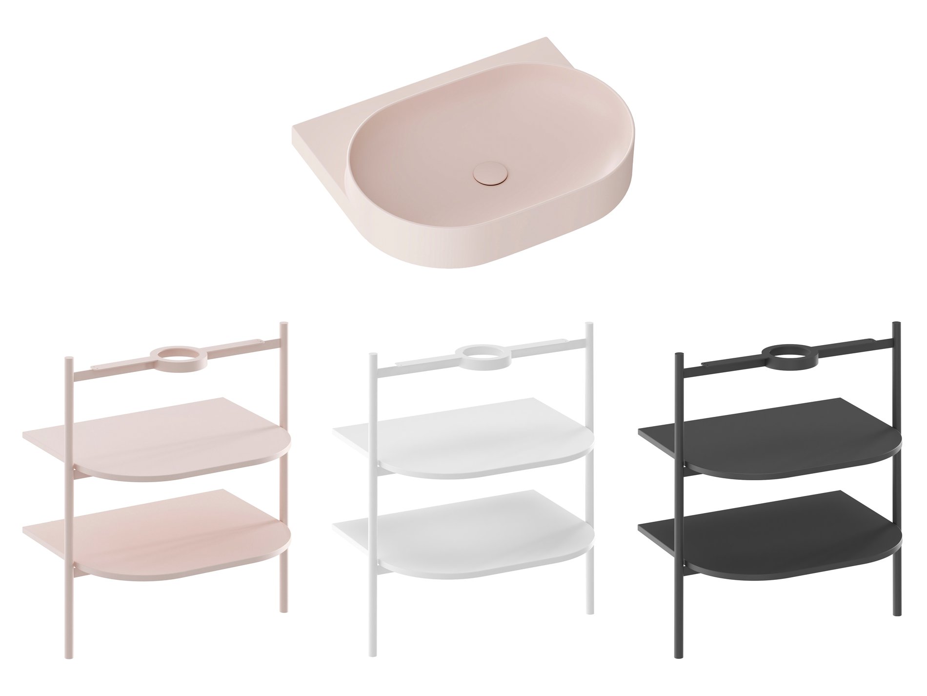 Ravak Yard 60 kerámiamosdó Alabaster Pink, túlfolyó furat nélkül – Rózsaszín, Pultra építhető mosdók