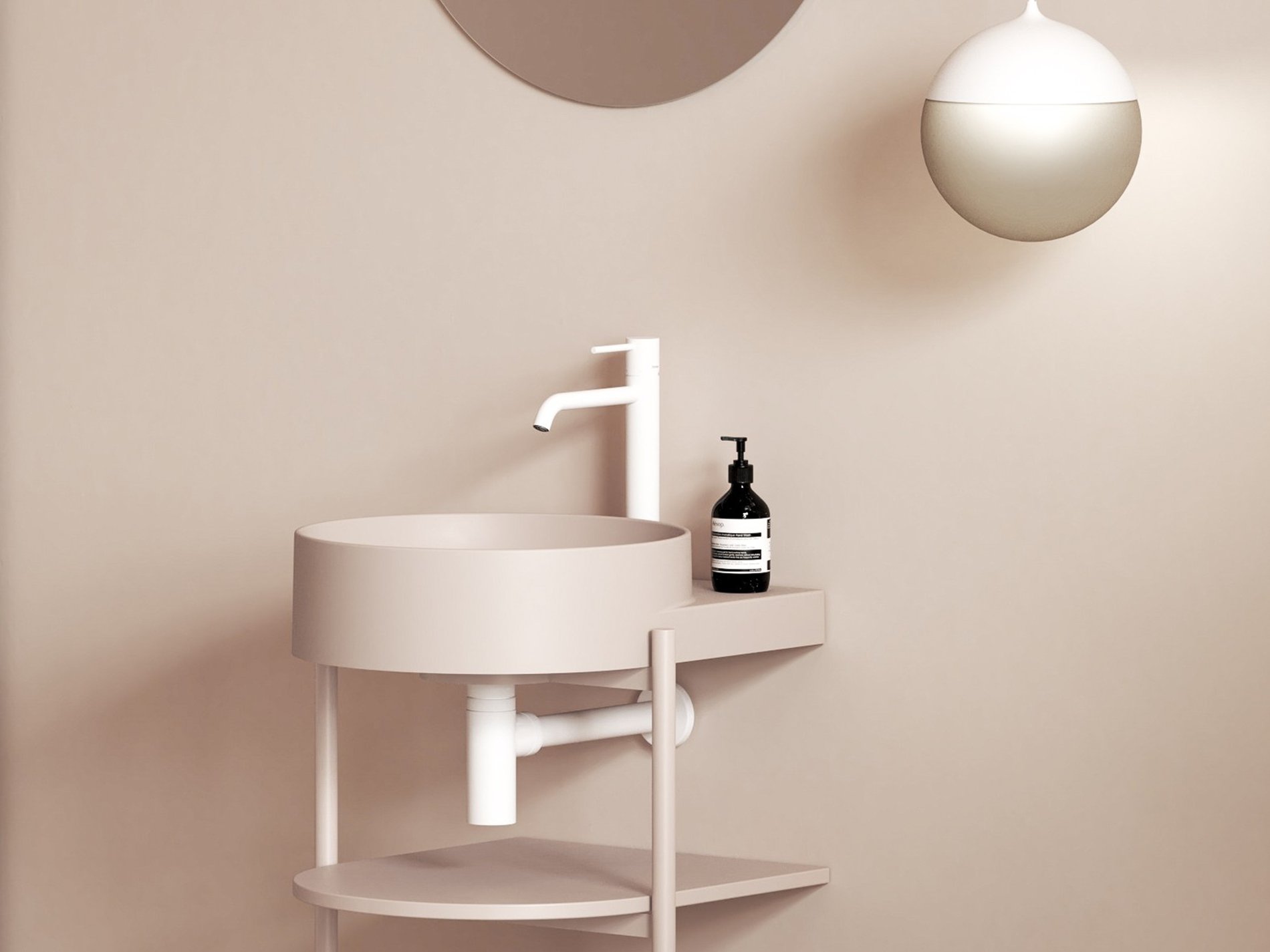 Ravak Yard 40 kerámiamosdó Alabaster Pink – Pultra építhető mosdók