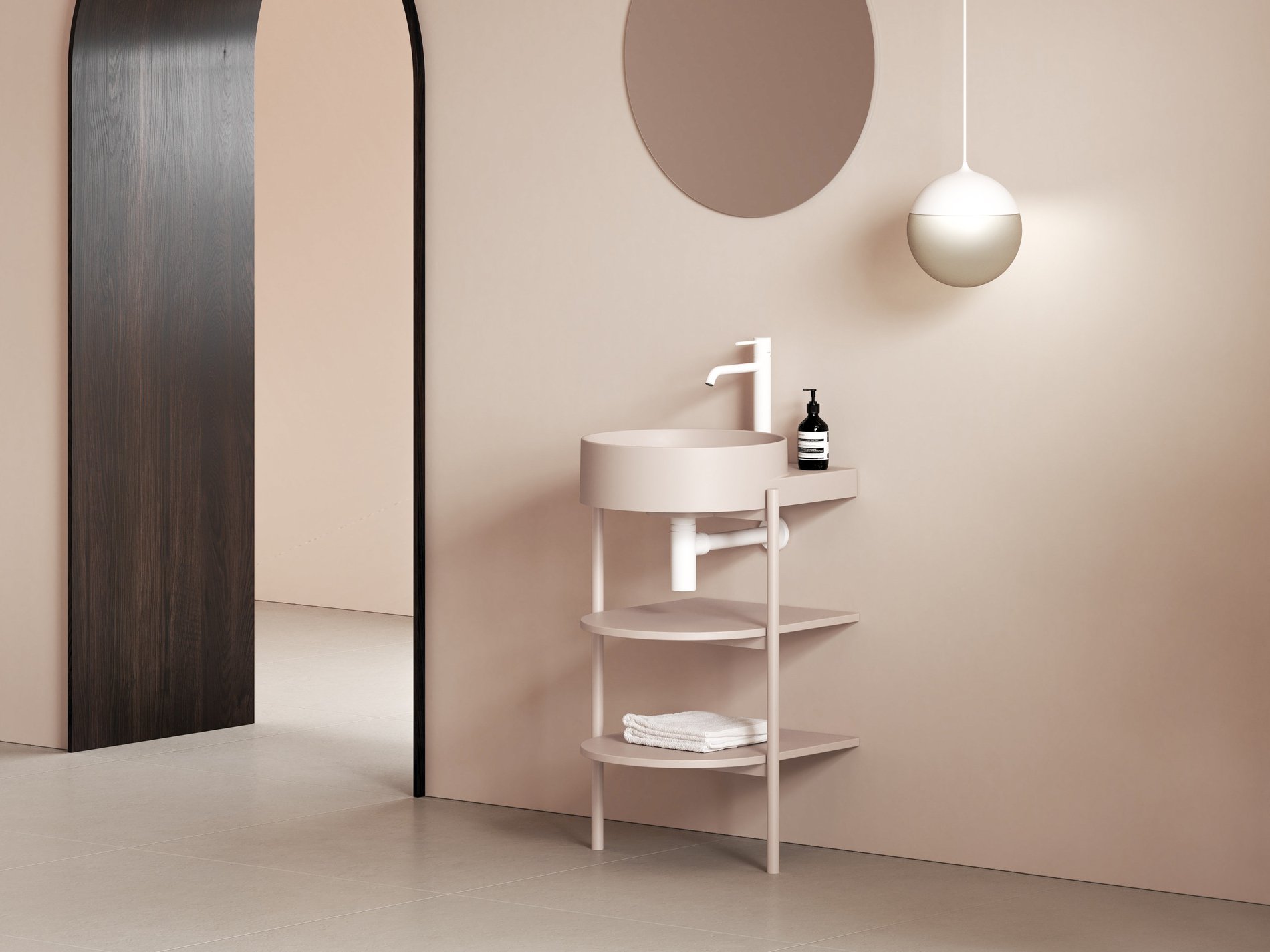 Ravak Yard 40 kerámiamosdó Alabaster Pink – Rózsaszín, Pultra építhető mosdók