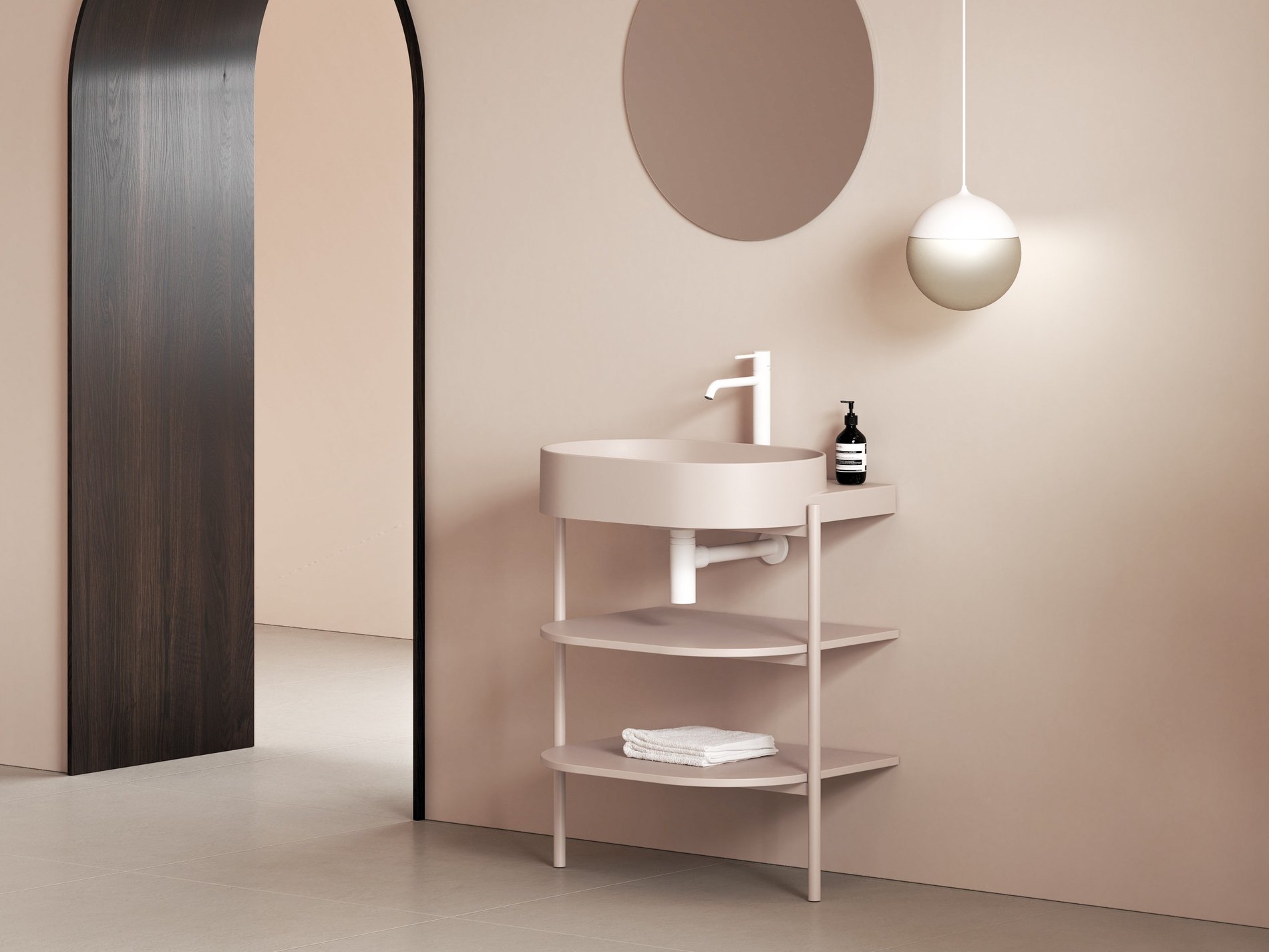 Ravak Yard 60 kerámiamosdó Alabaster Pink – Pultra építhető mosdók